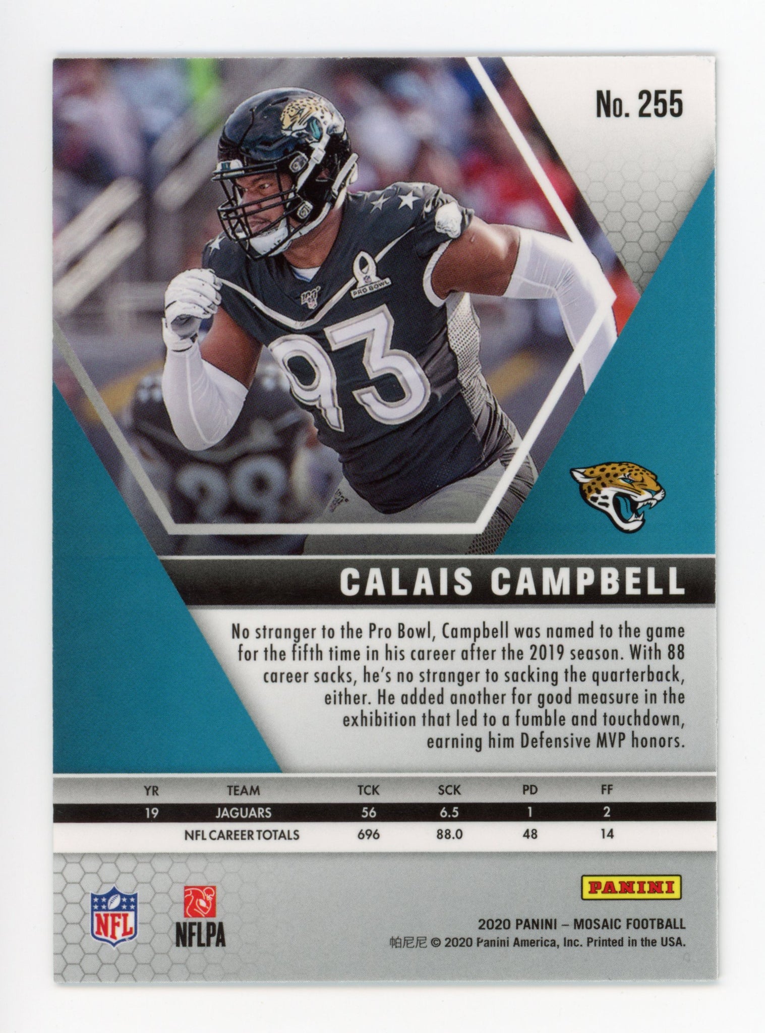 Calais Campbell Panini Mosaic Prow Bowl Jacksonville Jaguars # 255