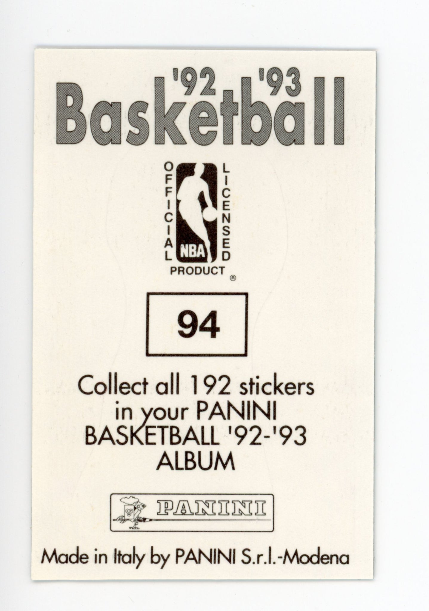 Patrick Ewing Panini 1992-1993 Basketball Sticker New York Knicks #94