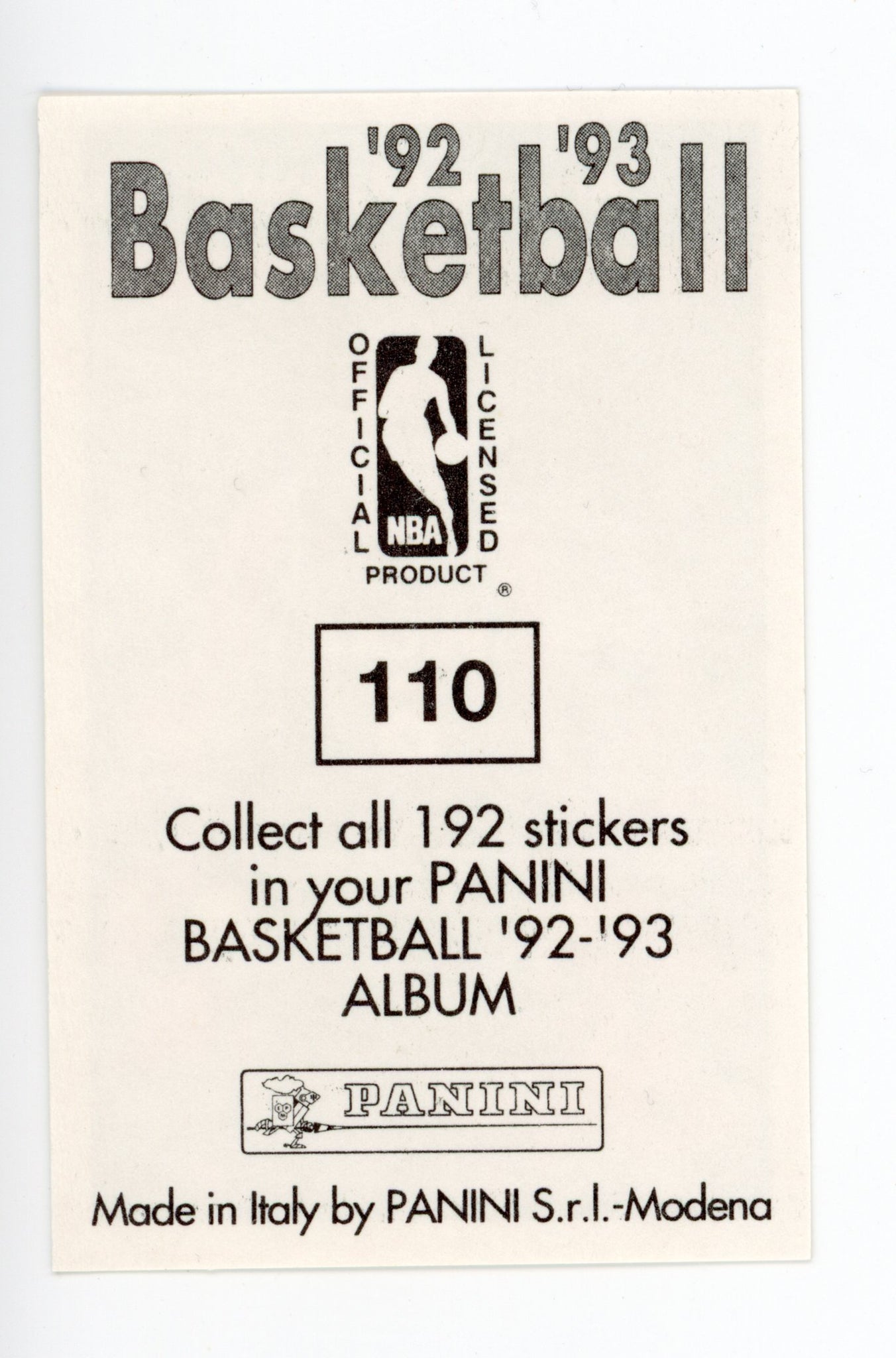 Moses Malone Panini 1992-1993 Basketball Sticker Milwaukee Bucks #110