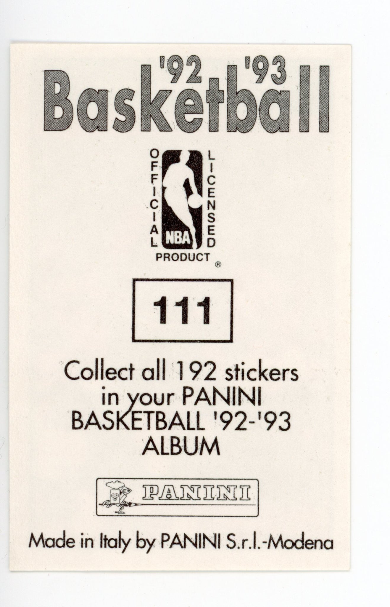 Sam Vincent Panini 1992-1993 Basketball Sticker Milwaukee Bucks # 111