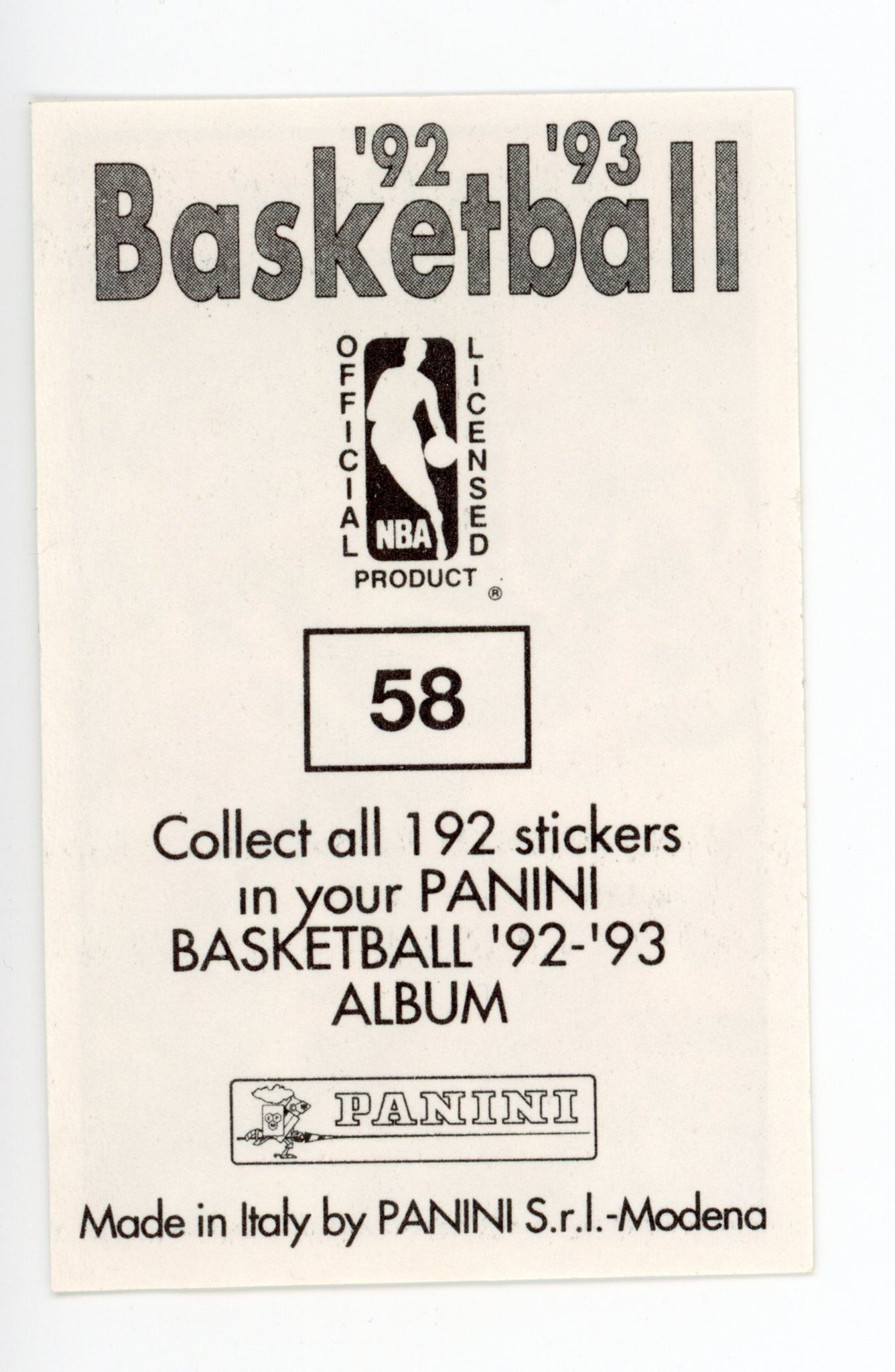 Ricky Pierce Panini 1992-1993 Basketball Sticker Seattle Supersonics # 58