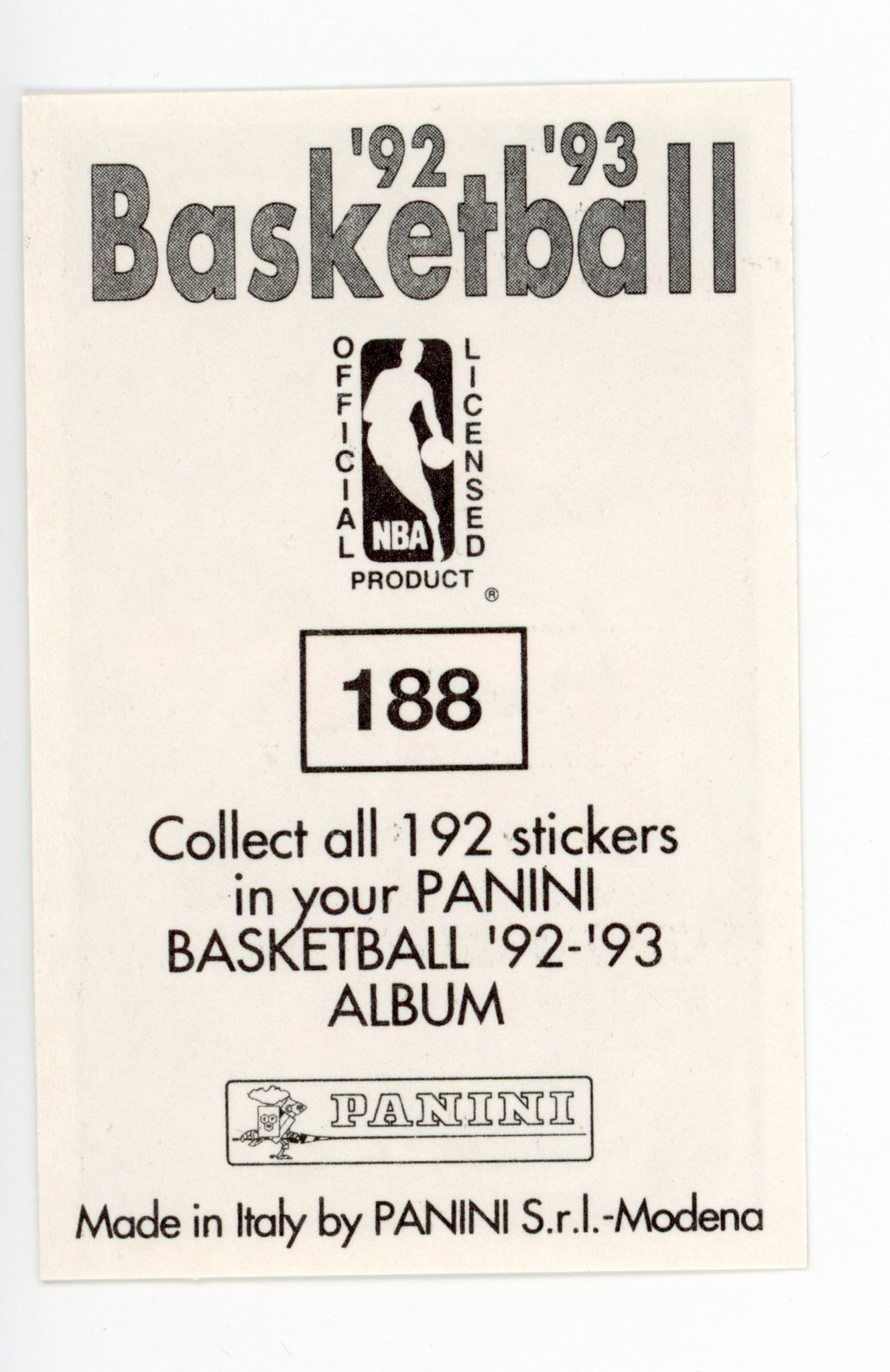 Michael Adams Panini 1992-1993 Basketball Sticker Washington Bullets # 188
