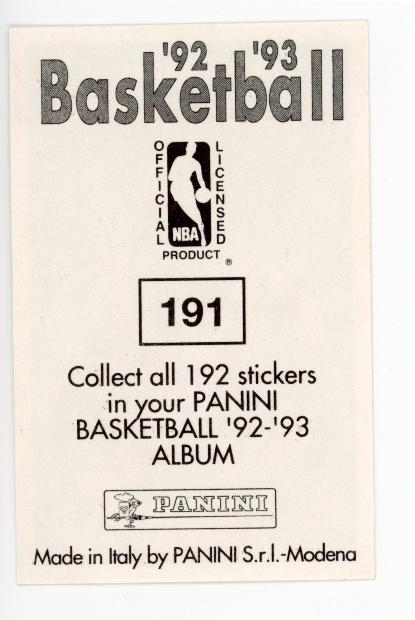 A.J. English Panini 1992-1993 Basketball Sticker Washington Bullets # 191