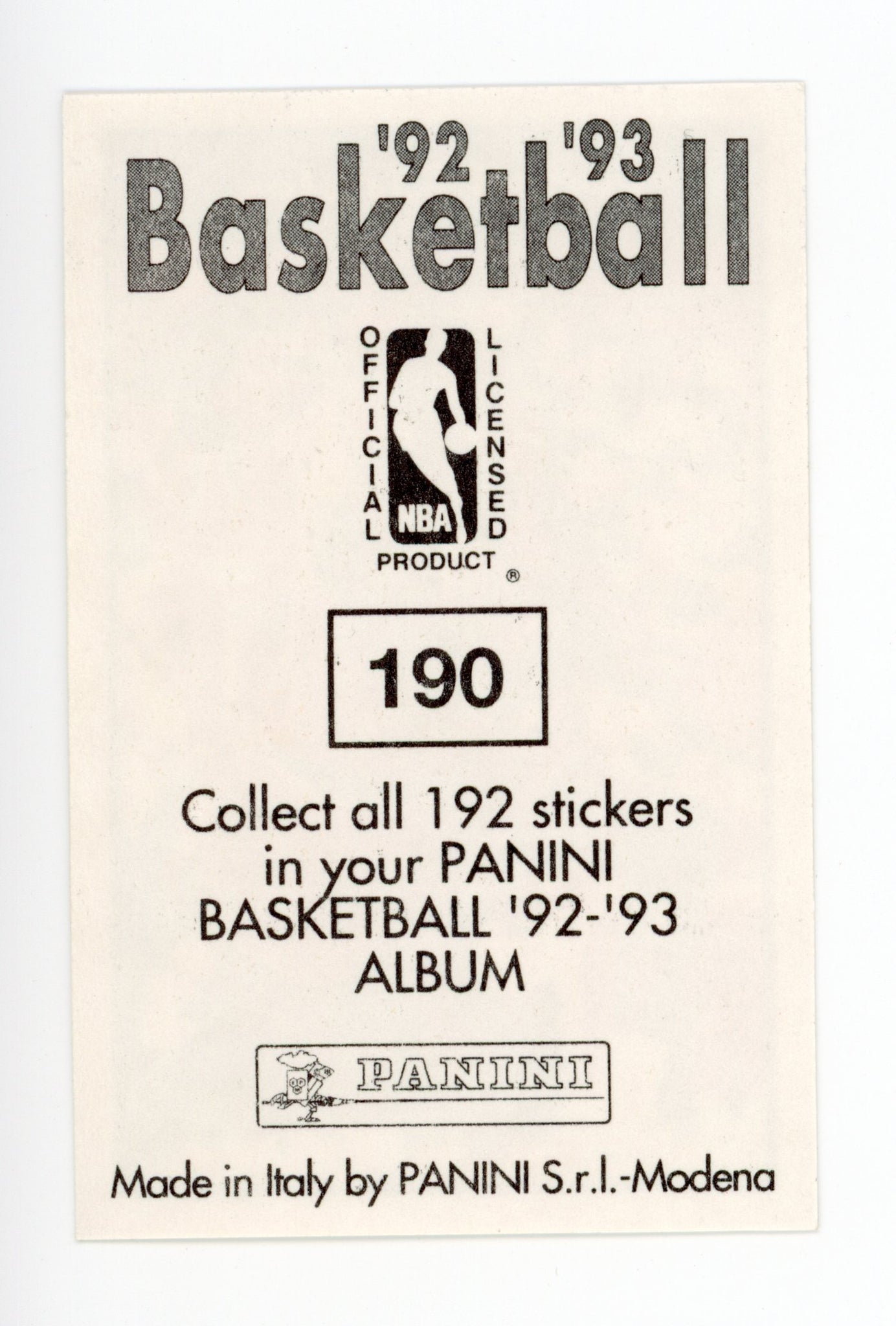Ledell Eackles Panini 1992-1993 Basketball Sticker Washington Bullets # 190