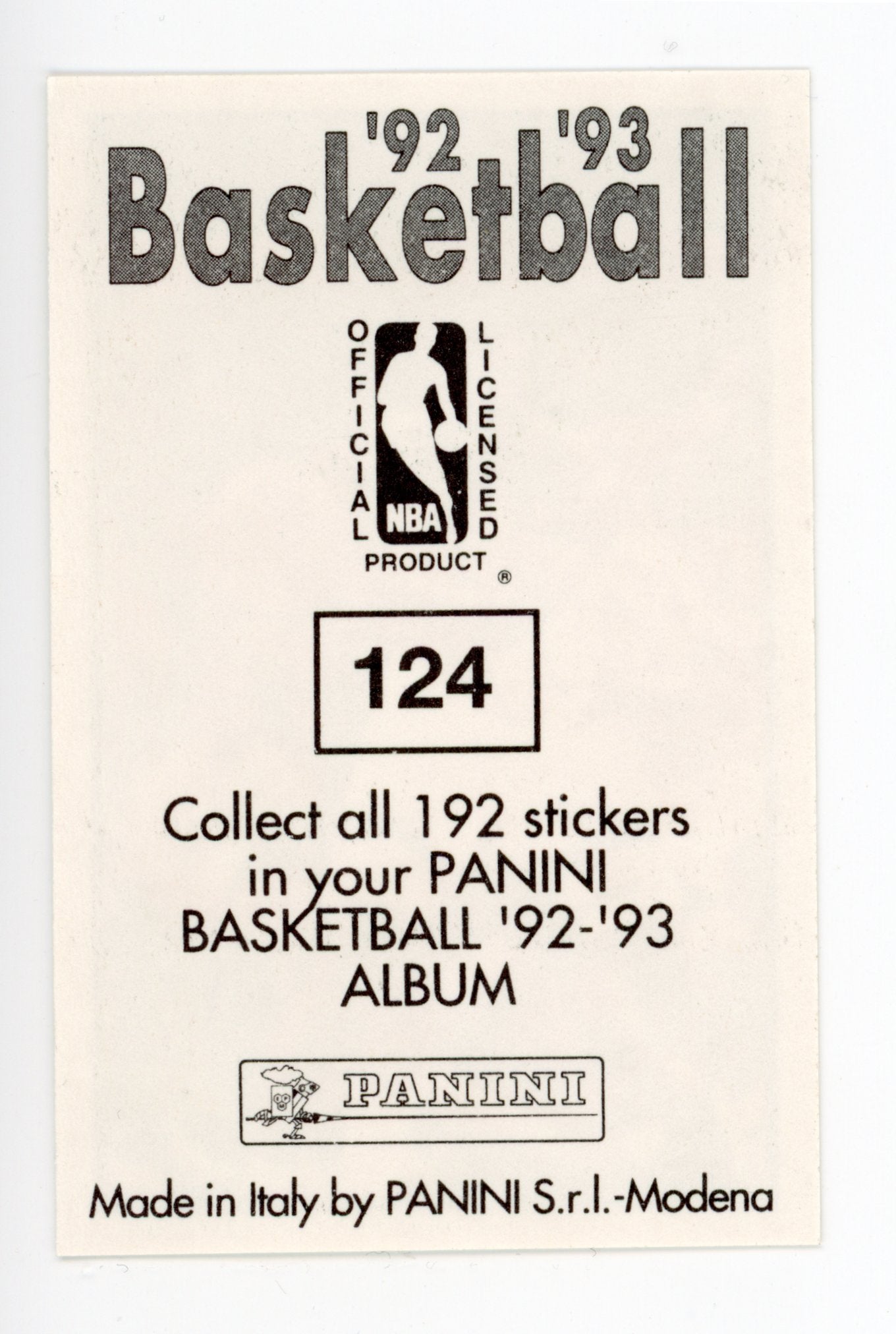 Larry Johnson Panini 1992-1993 Basketball Sticker Charlotte Hornets #124