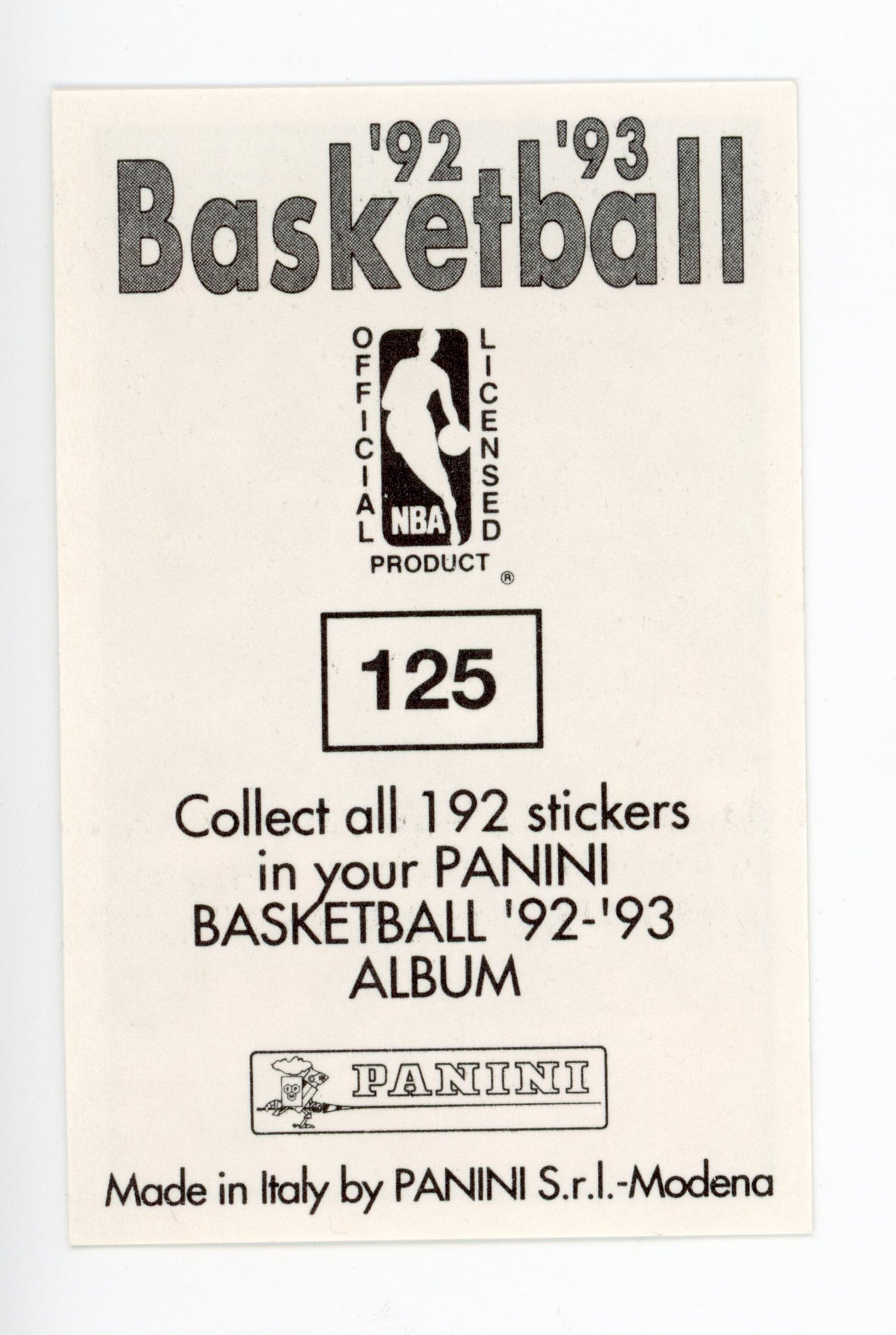 Johnny Newman Panini 1992-1993 Basketball Sticker Charlotte Hornets # 125