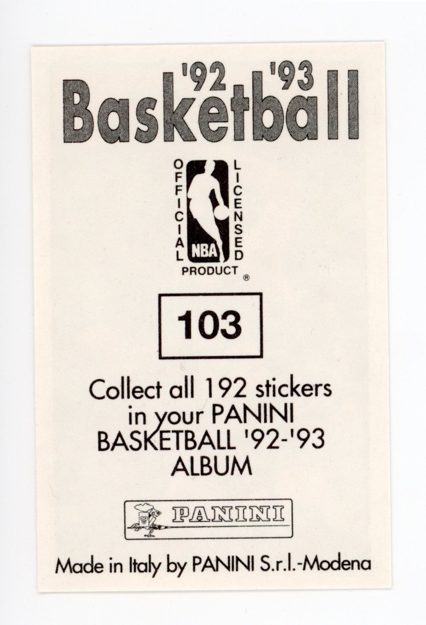 Mark Eaton Panini 1992-1993 Basketball Sticker Utah Jazz # 103