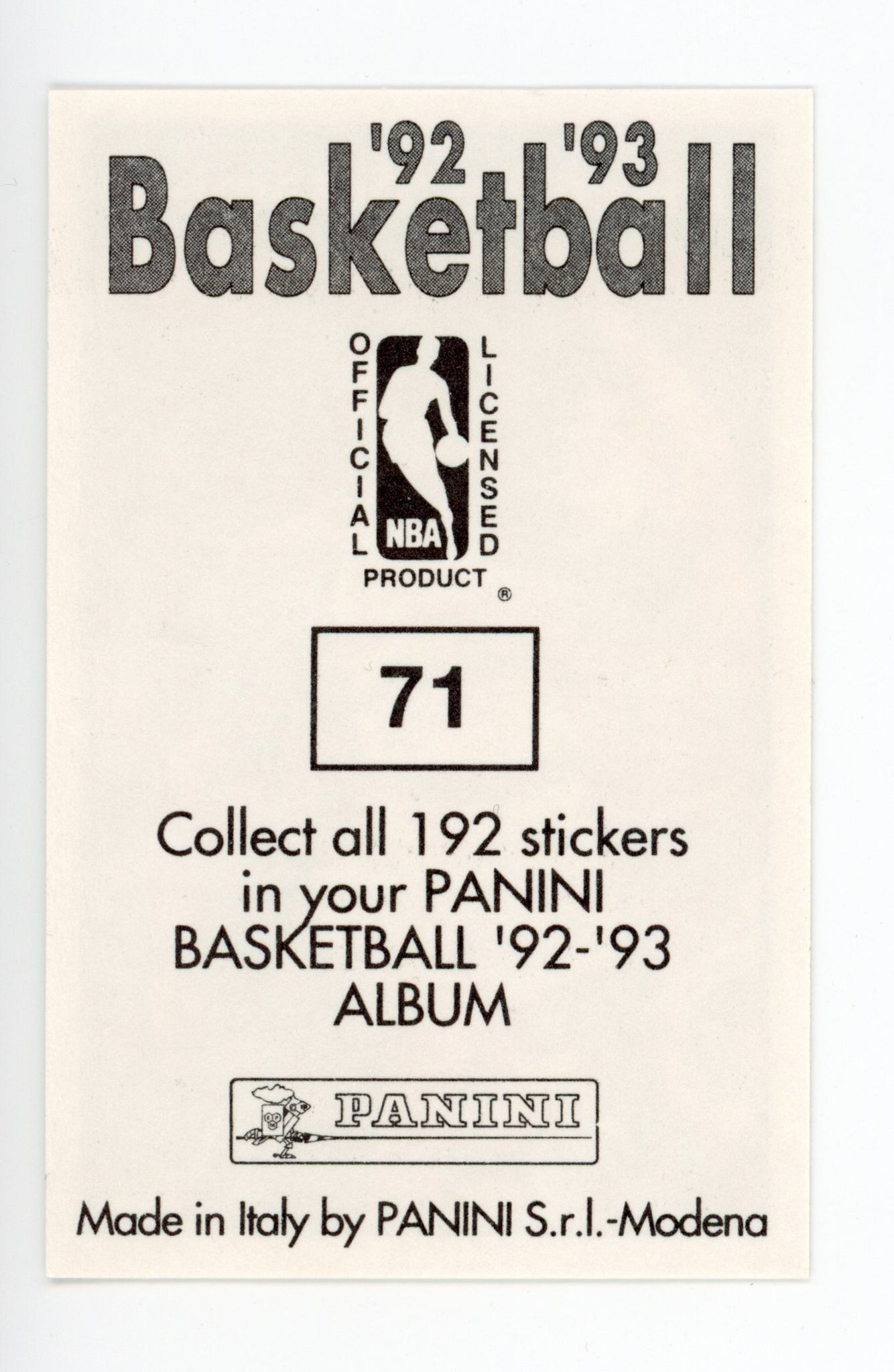 Dikembe Mutombo Panini 1992-1993 Basketball Sticker Denver Nuggets #71