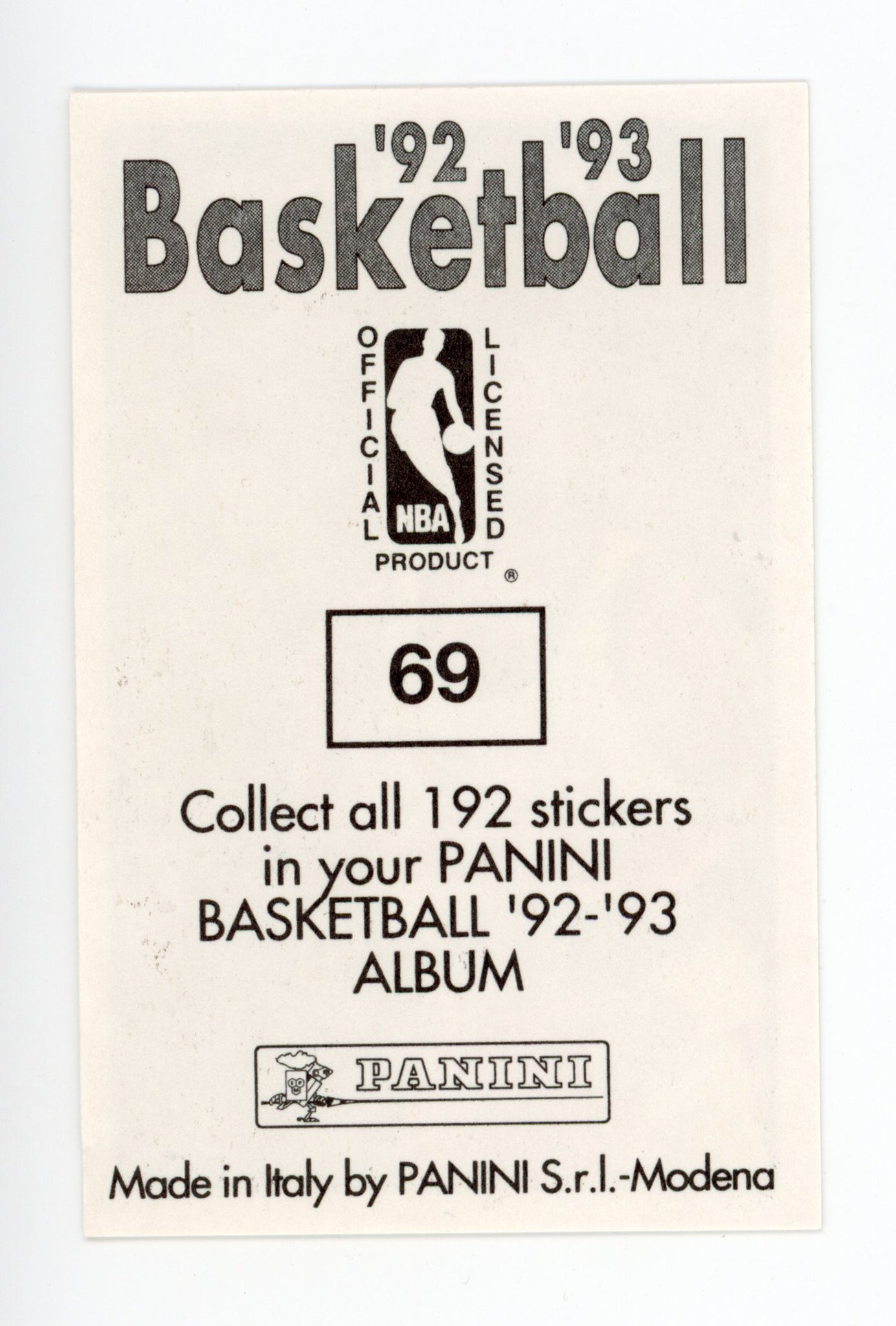 Greg Anderson Panini 1992-1993 Basketball Sticker Denver Nuggets #69
