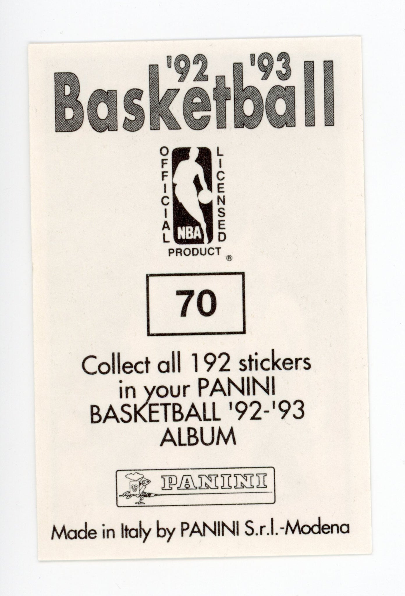 Reggie Williams Panini 1992-1993 Basketball Sticker Denver Nuggets # 70