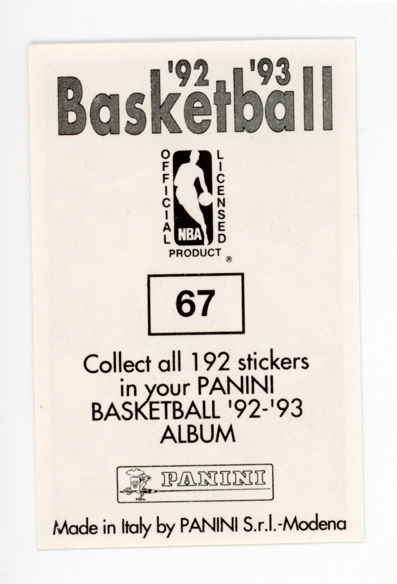 Mike Iuzzolino Panini 1992-1993 Basketball Sticker Dallas Mavericks #67