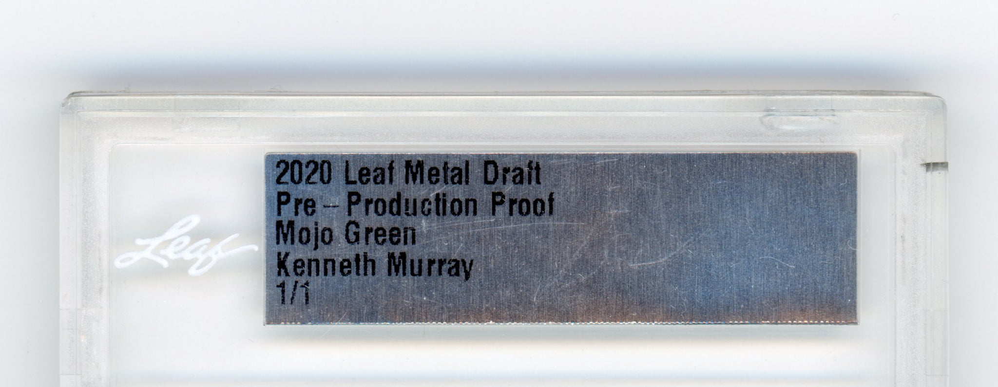 Kenneth Murray 2020 Leaf Metal Draft Mojo Green 1/1 Pre Production Rookie