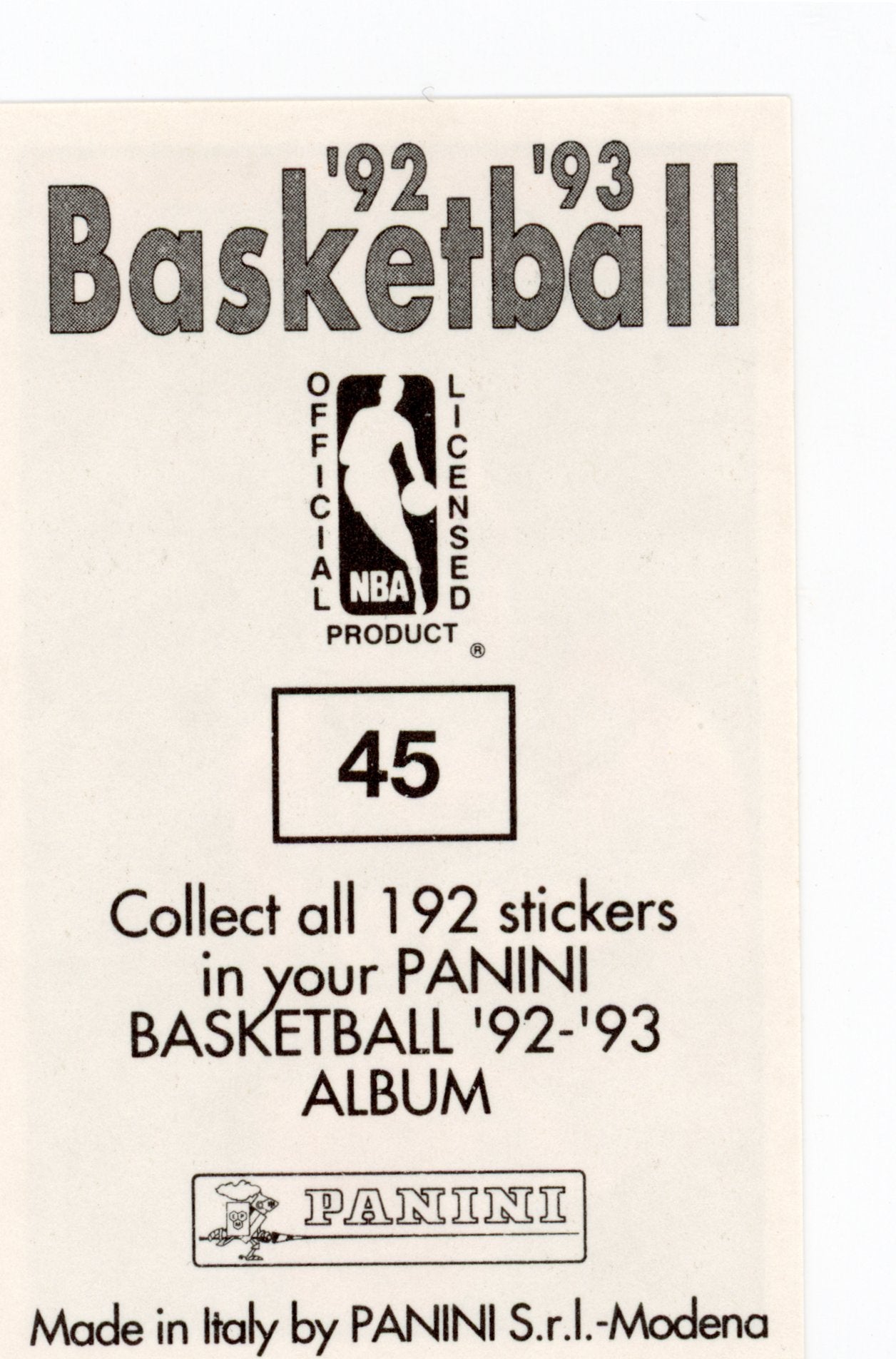 Buck Williams Panini 1992-1993 Basketball Sticker Portland Trailblazers # 45