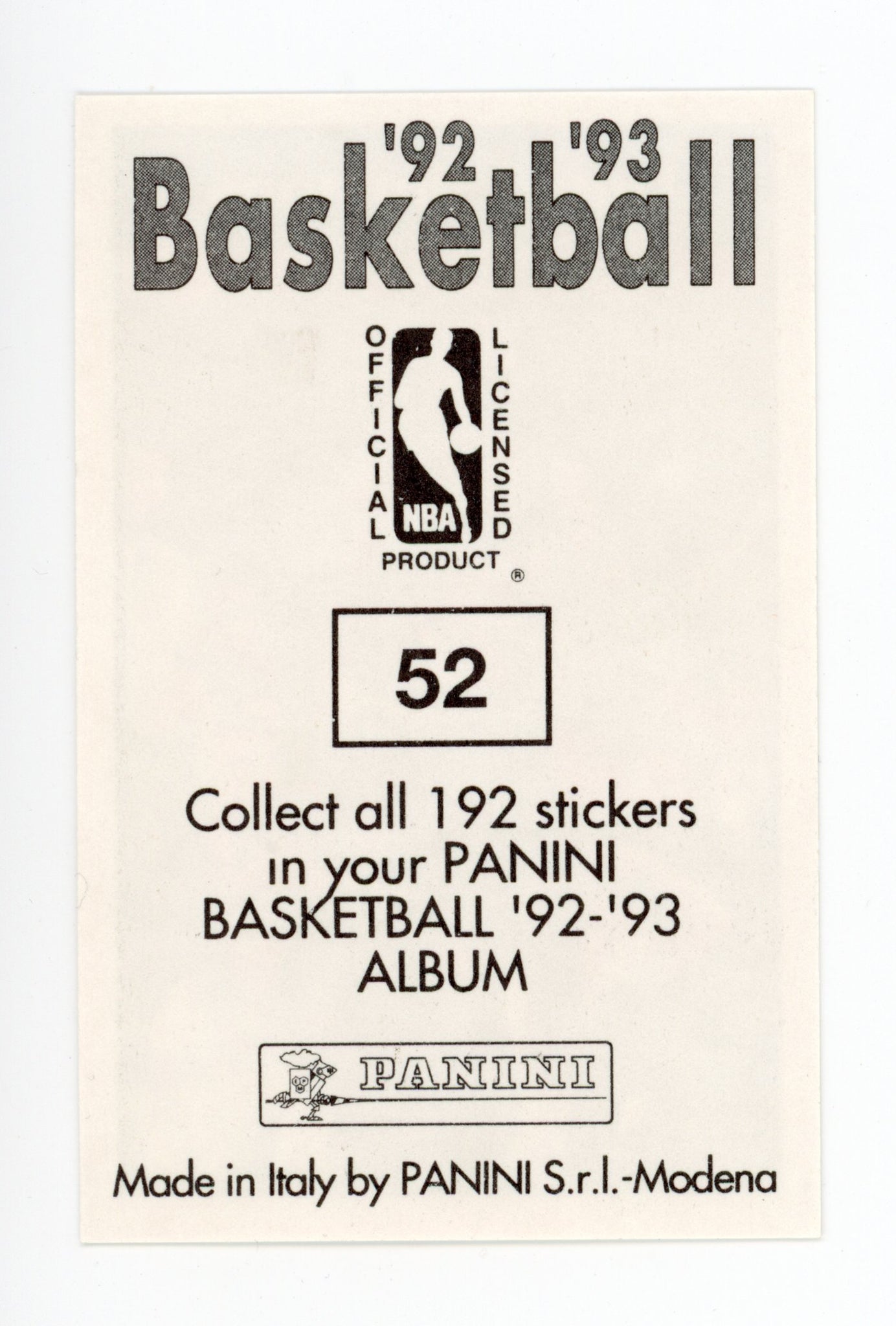 Lionel Simmons Panini 1992-1993 Basketball Sticker Sacramento Kings #52