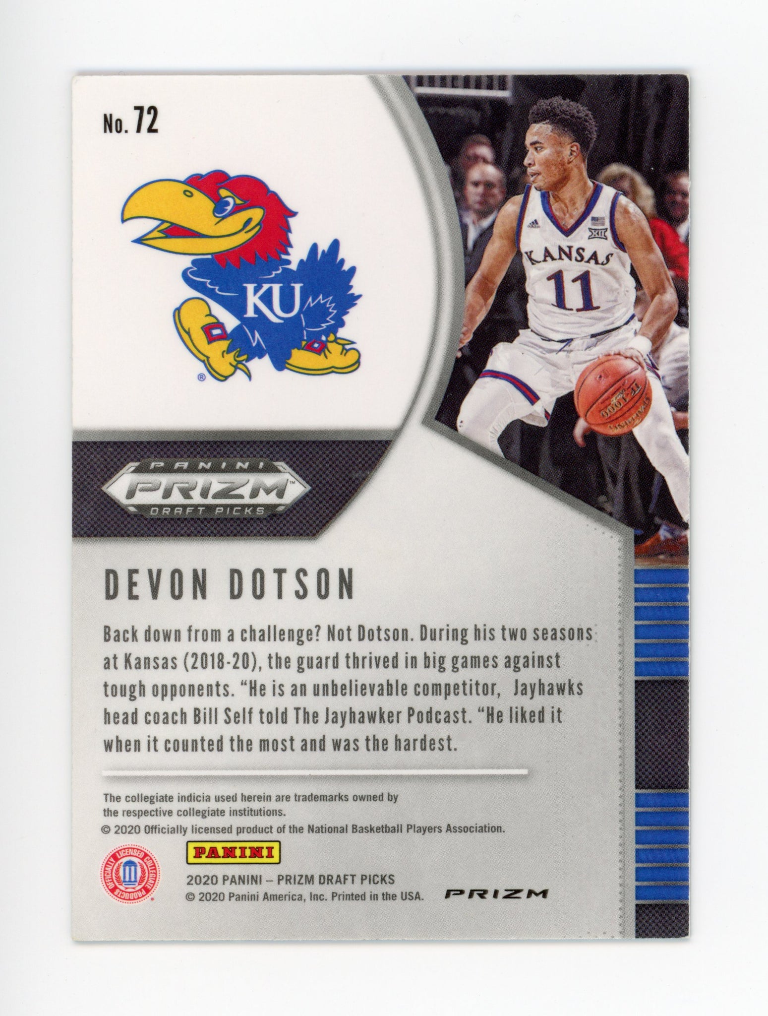 Devon Dotson Panini 2020 Red, White And Blue Rookie Chicago Bulls # 72