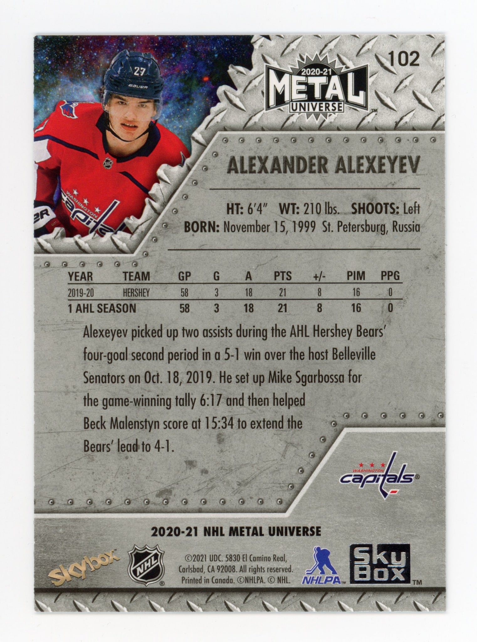 Alexander Alexeyev Metal Universe 2020-2021 Rookie Washington Capitals # 102