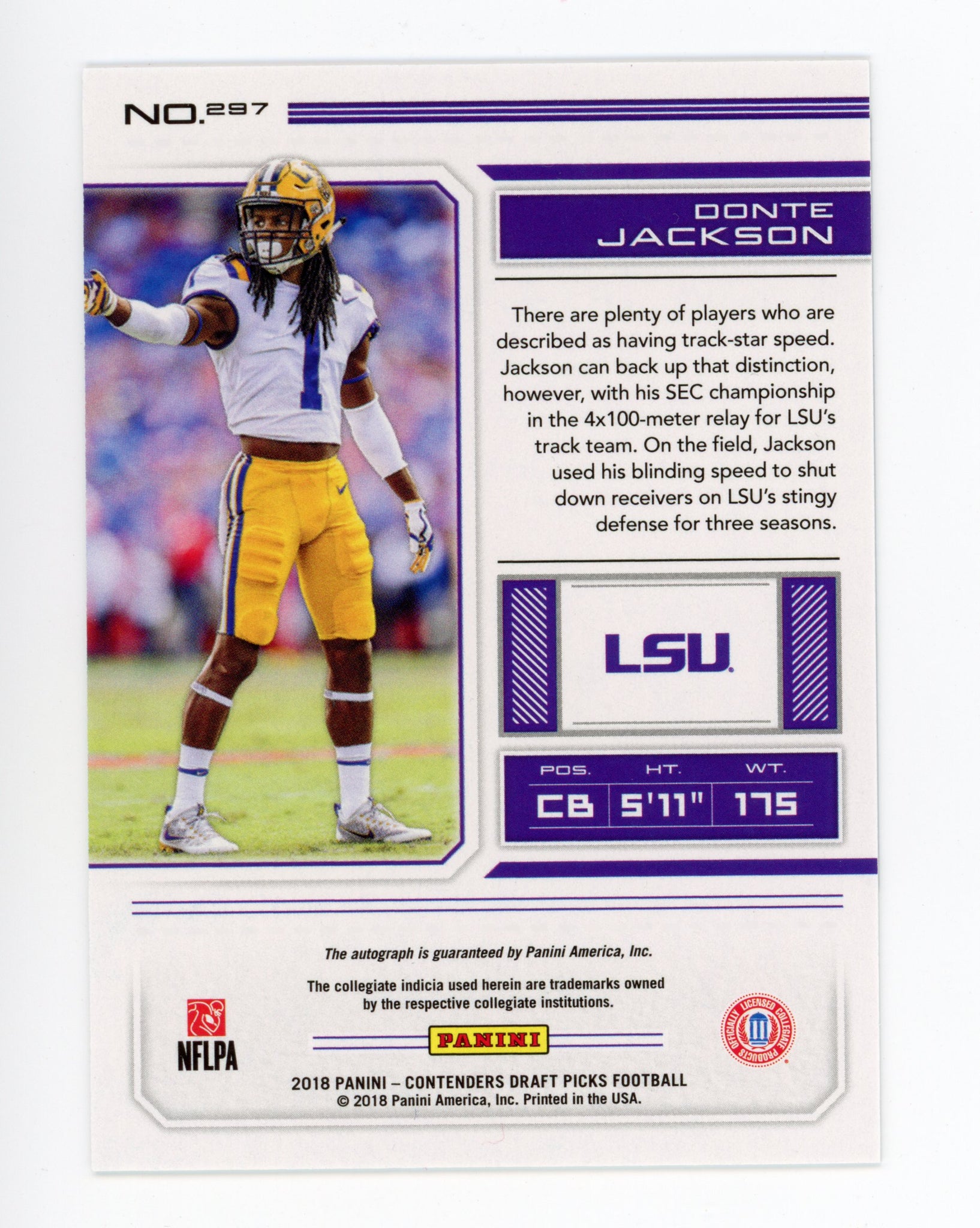Donte Jackson Panini 2018 College Ticket Autograph Carolina Panthers #297