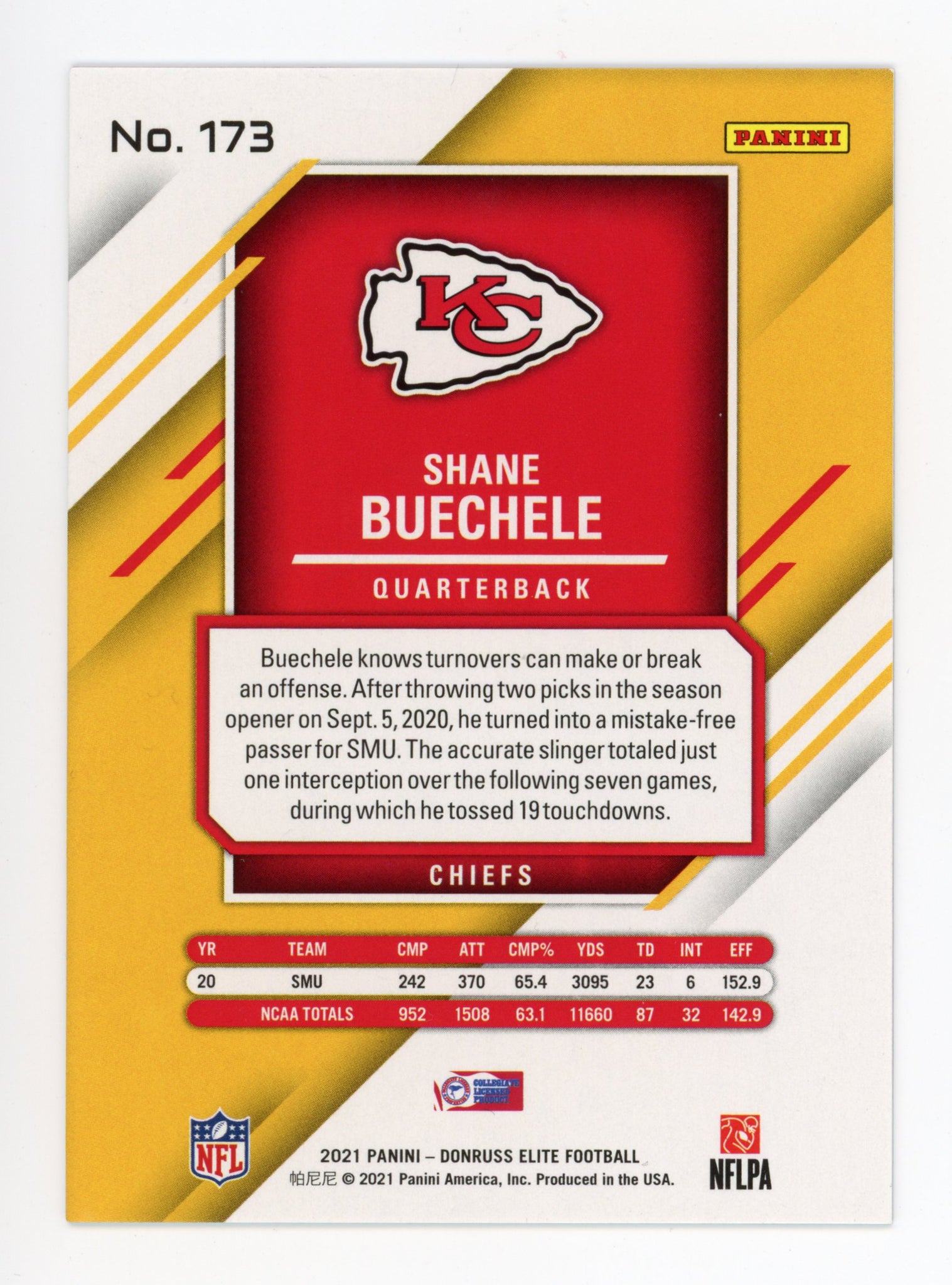 Shane Buechele 2020-2021 Aspirations Elite #d /499 Kansas City Chiefs #173