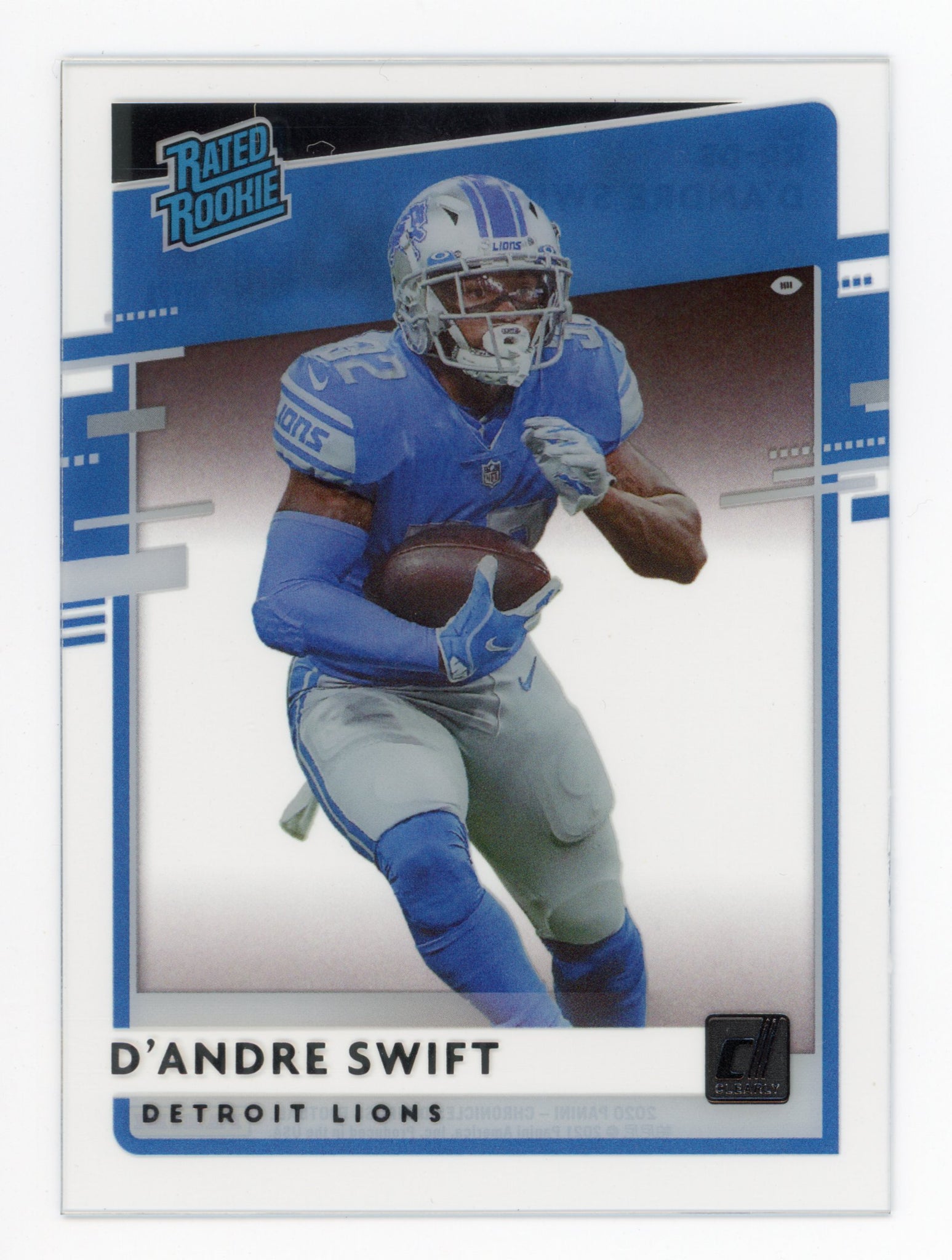 D'andre Swift Panini 2020 Rated Rookie Clearly Los Angeles Chargers #RR-DS