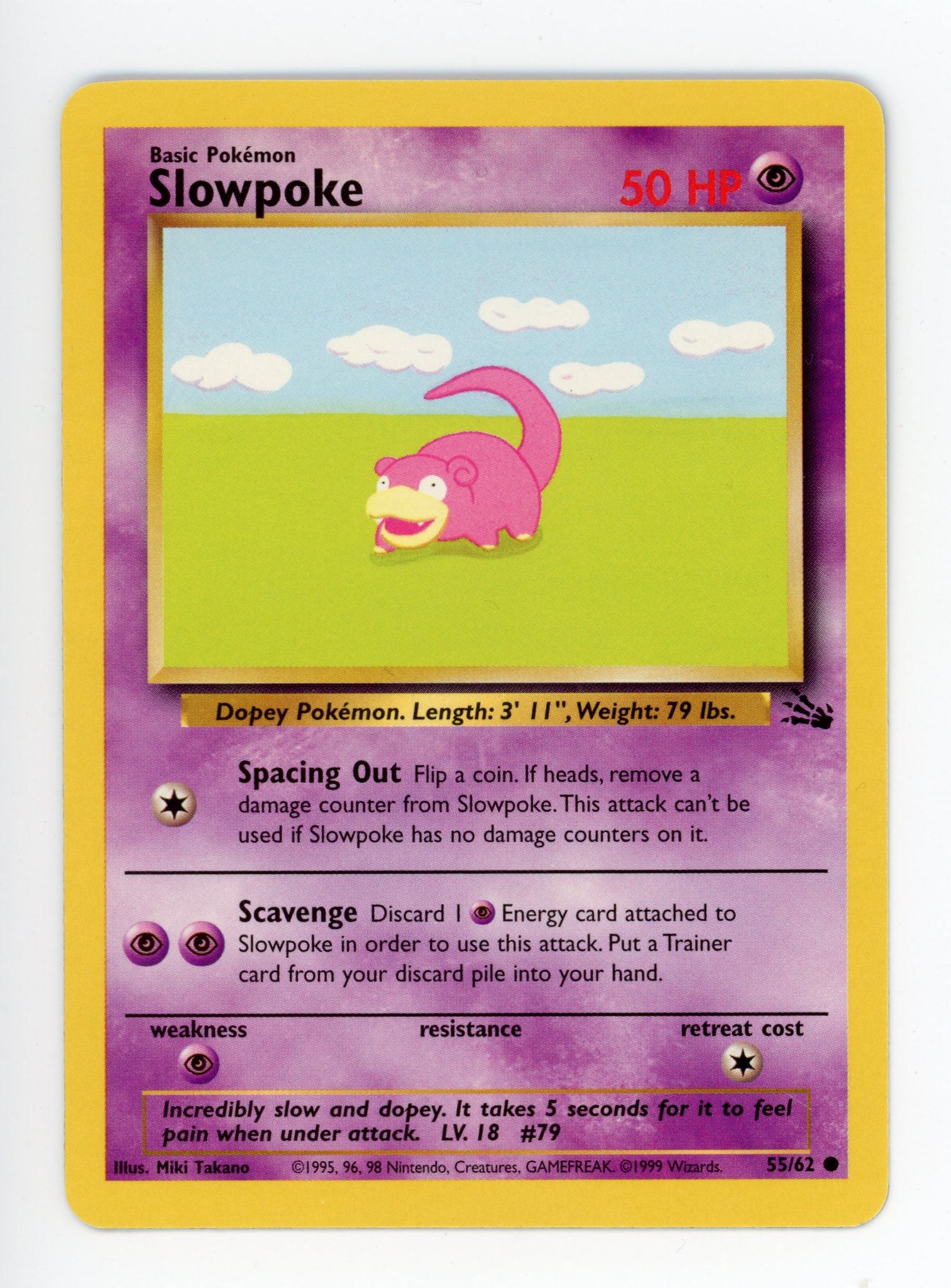 Slowpoke 55/62 Pokemon Non Holo 1999 Base Fossil