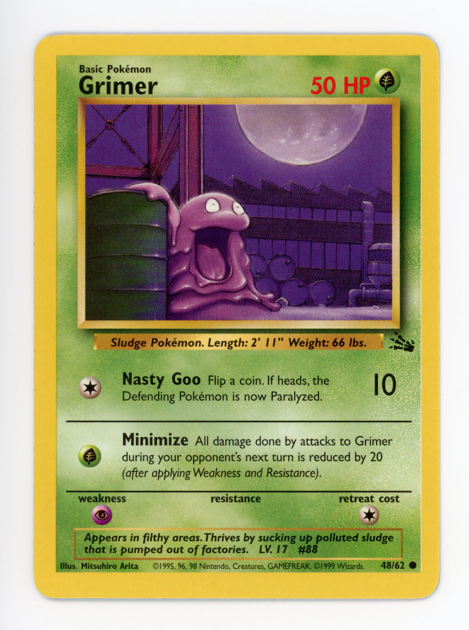 Grimer 48/62 Pokemon Non Holo 1999 Base Fossil