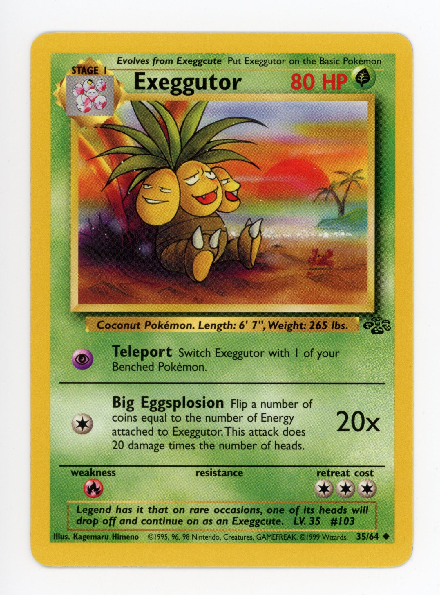Exeggutor 35/64 Pokemon Non Holo 1999 Base Jungle