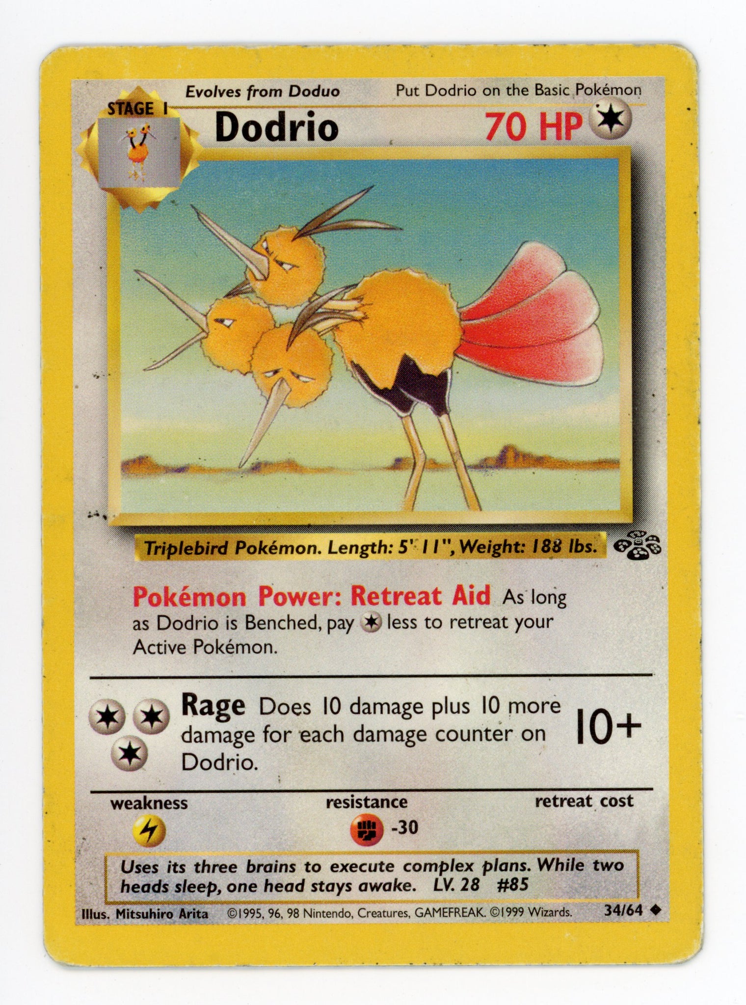 Dodrio 34/64 Pokemon Non Holo 1999 Base Jungle