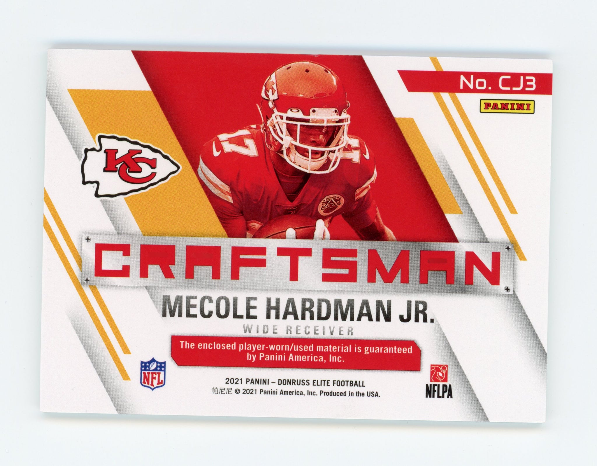 Mecole Hardman Jr Panini 2020-2021 Craftsman Patch Kansas City Chiefs #CJ3
