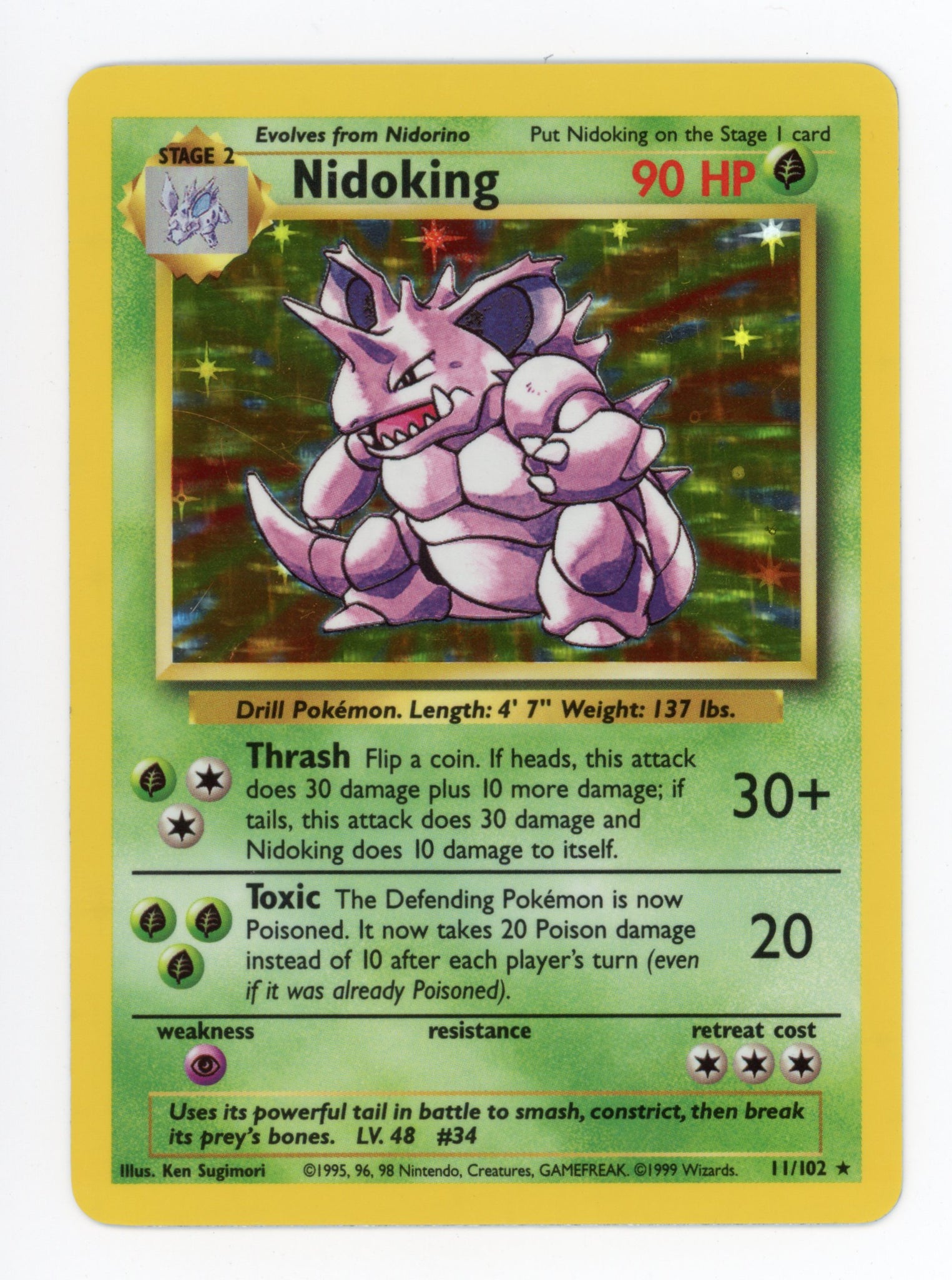 Nidoking 11/102 Pokemon Holo 1999 Base