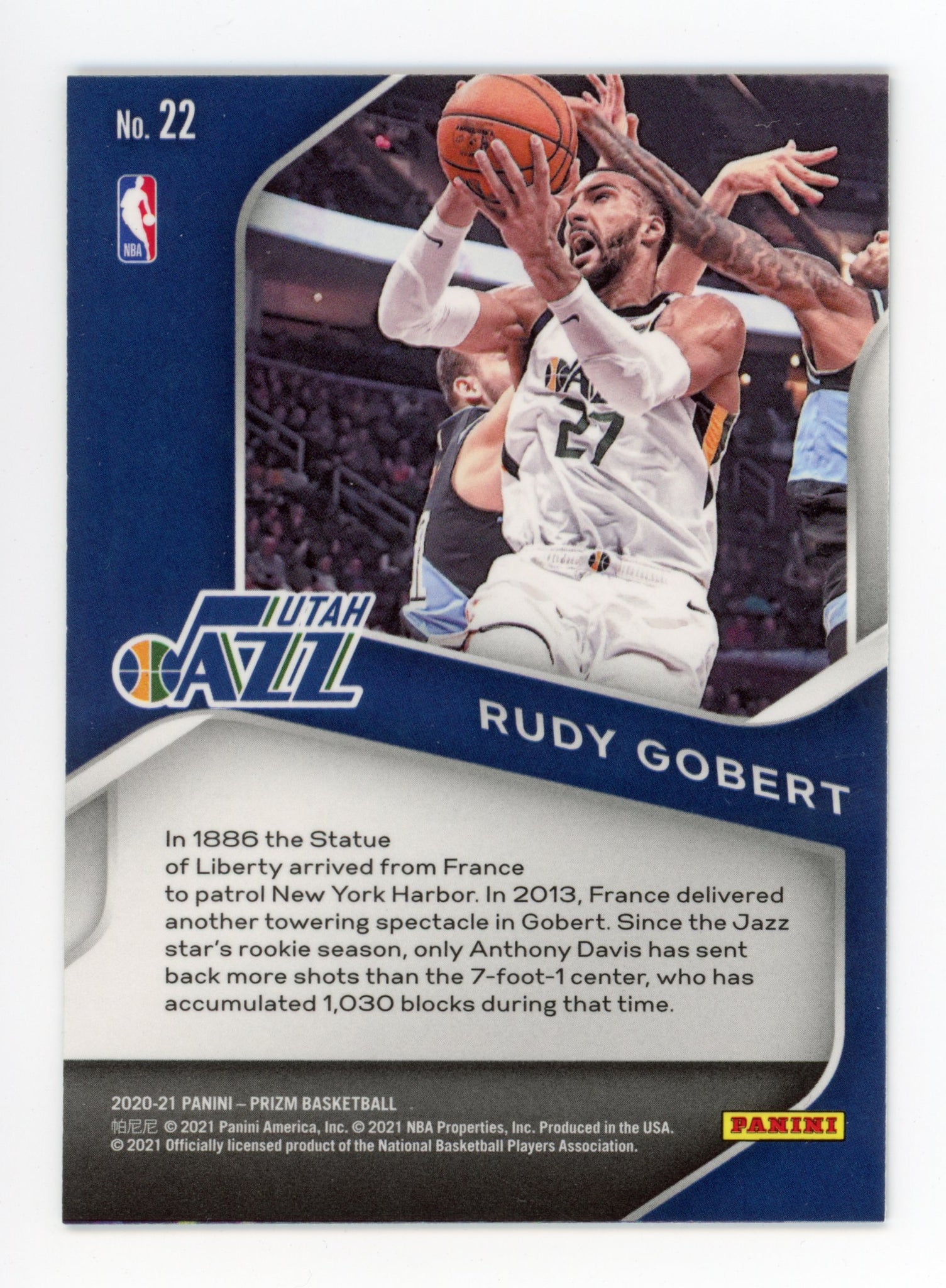 Rudy Gobert Panini 2020-2021 Dominance Utah Jazz #22