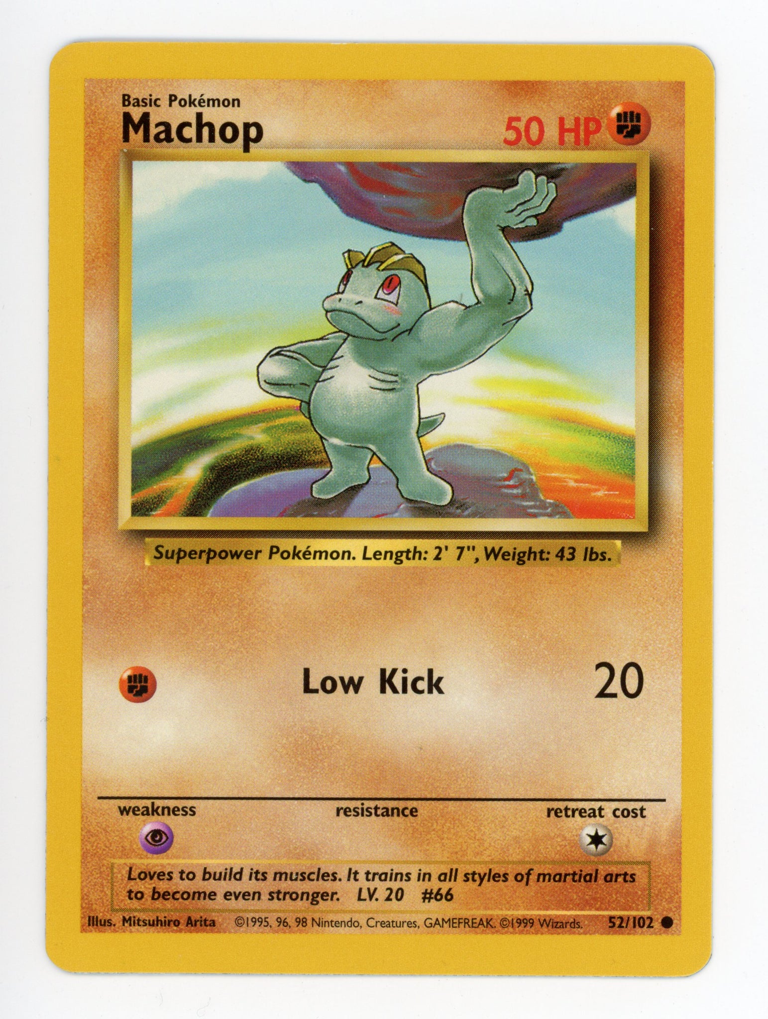 Machop 52/102 Pokemon Non Holo 1999 Base
