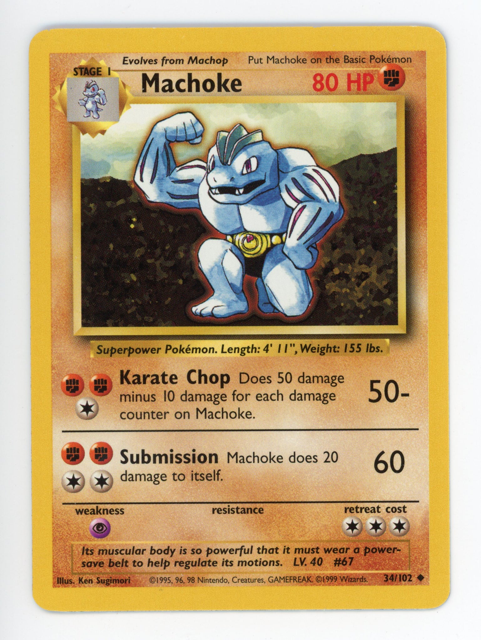 Machoke 34/102 Pokemon Non Holo 1999 Base