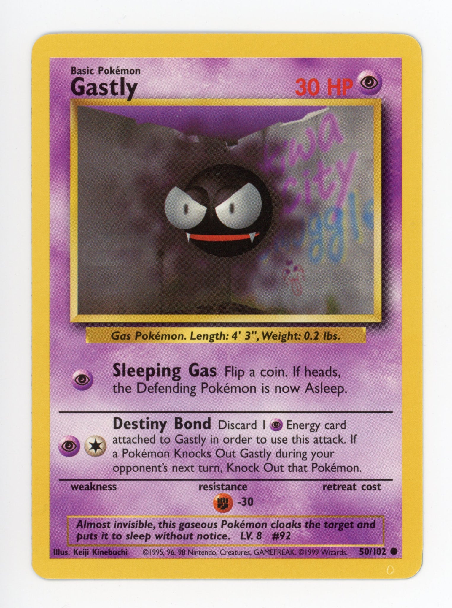 Gastly 50/102 Pokemon Non Holo 1999 Base