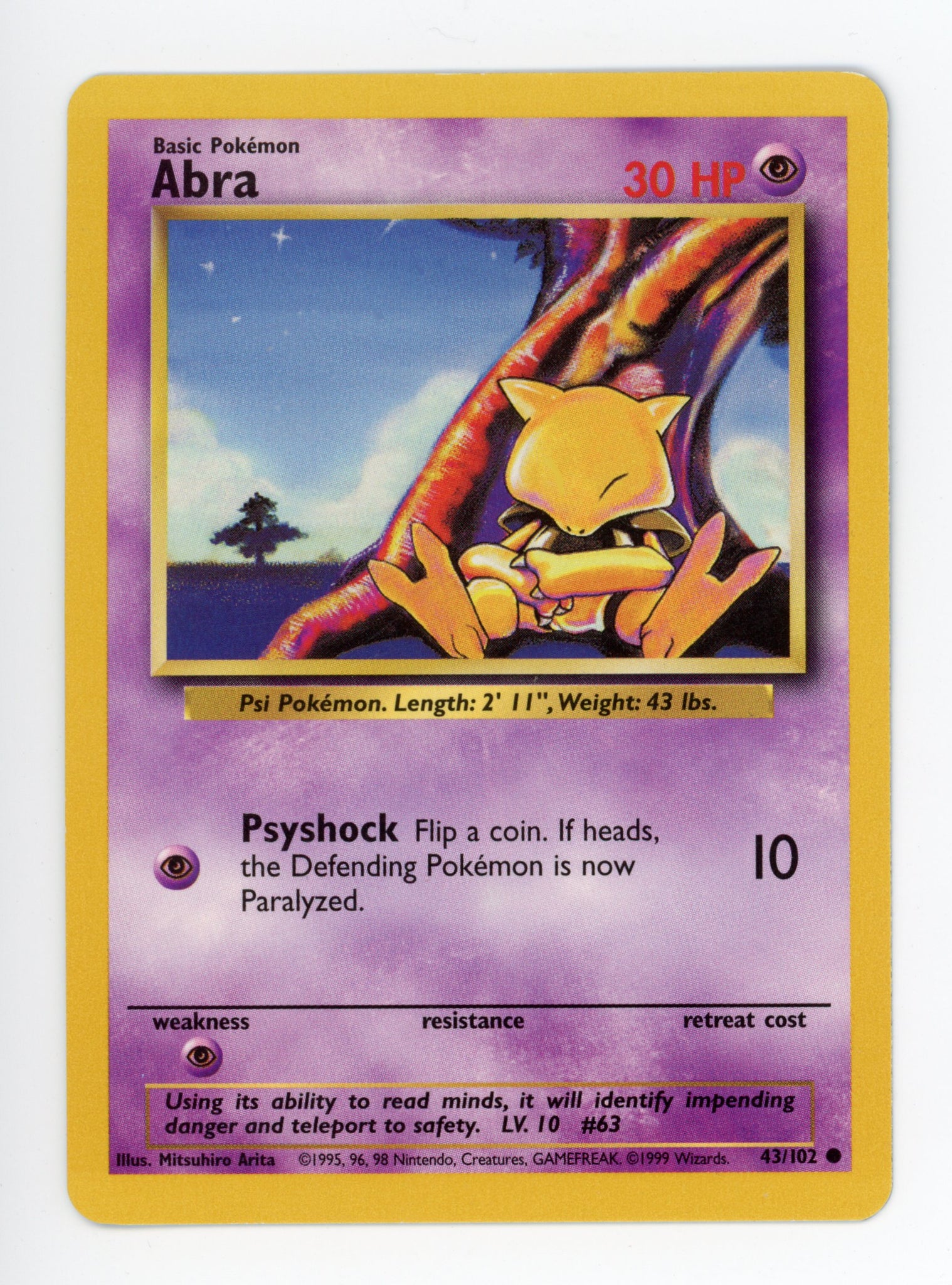 Abra 43/102 Pokemon Non Holo 1999 Base