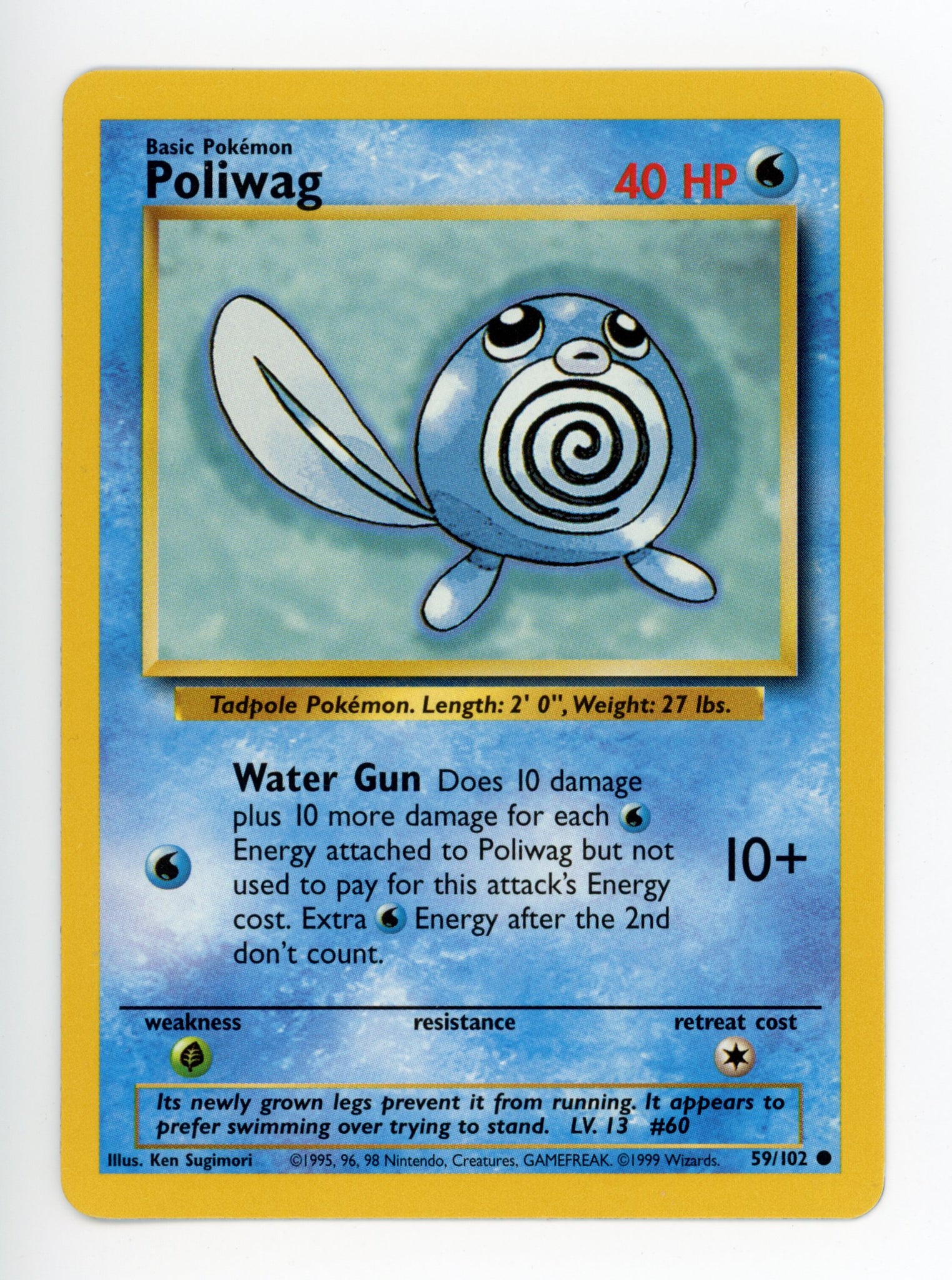 Poliwag 59/102 Pokemon Non Holo 1999 Base
