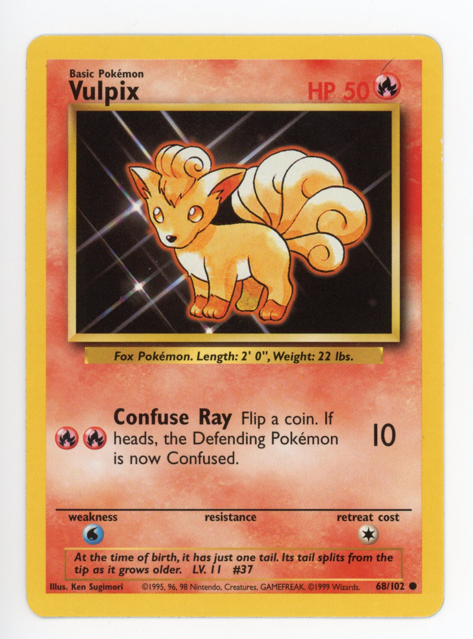 Vulpix 68/102 Pokemon Non Holo 1999 Base