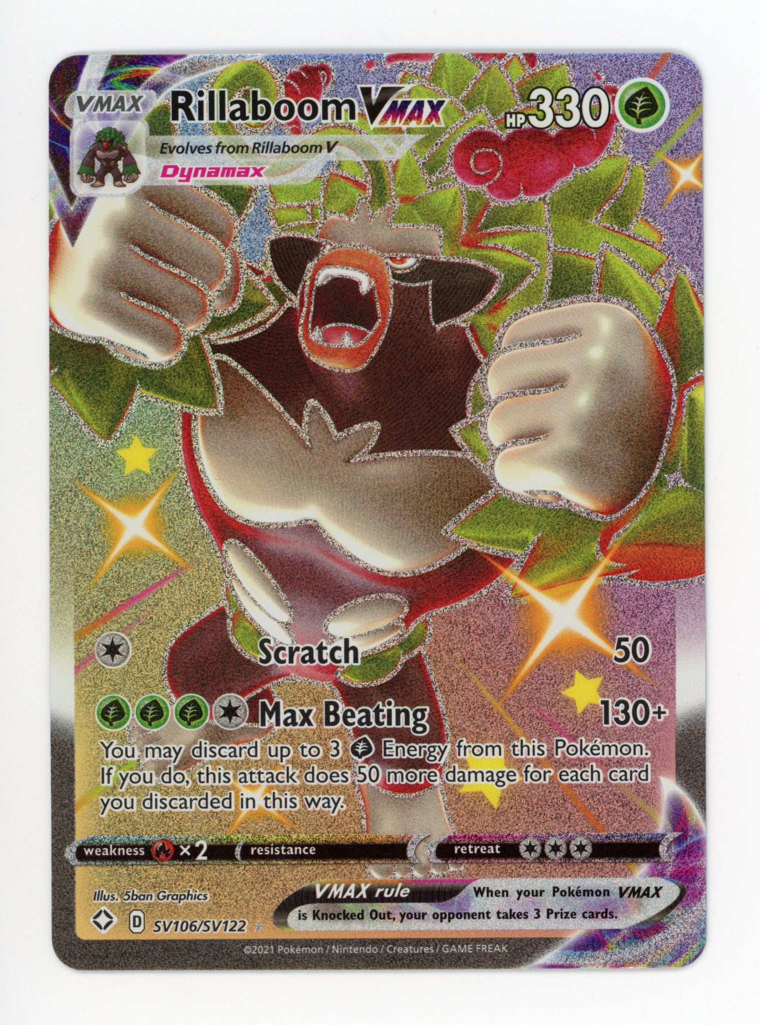 Rillaboom Vmax SV106/SV122 Pokemon Full Art 2021 Shining Fates