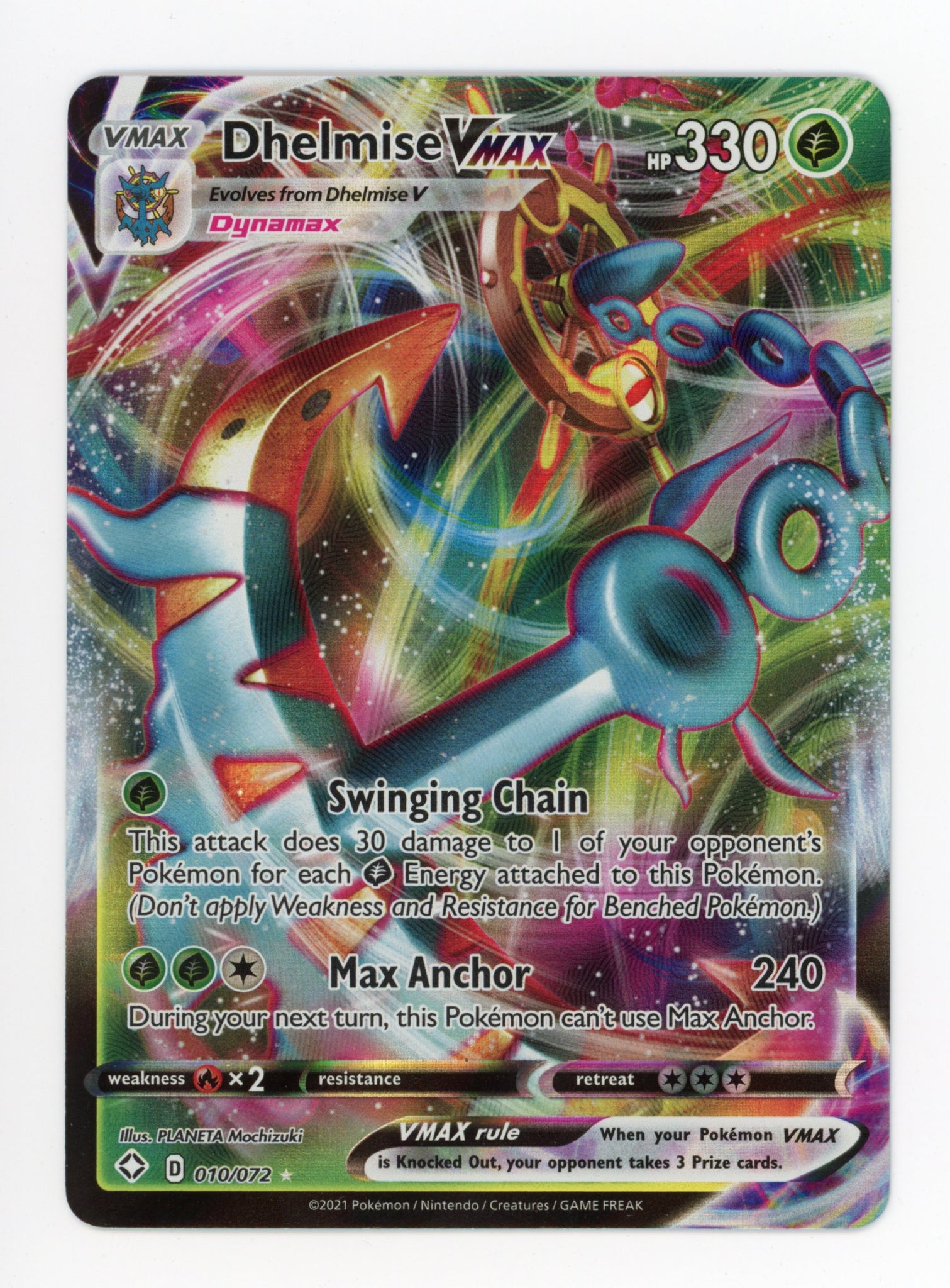 Dhelmise Vmax 010/072 Pokemon Full Art 2021 Shining Fates