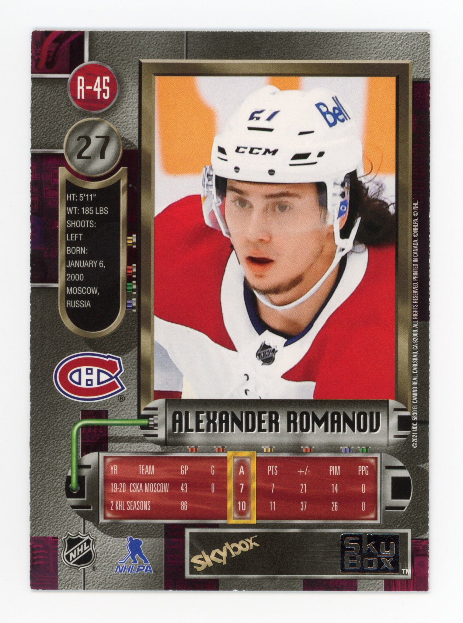 2020-2021 Alexander Romanov Rookie Metal Universe Montreal Canadiens #R-45