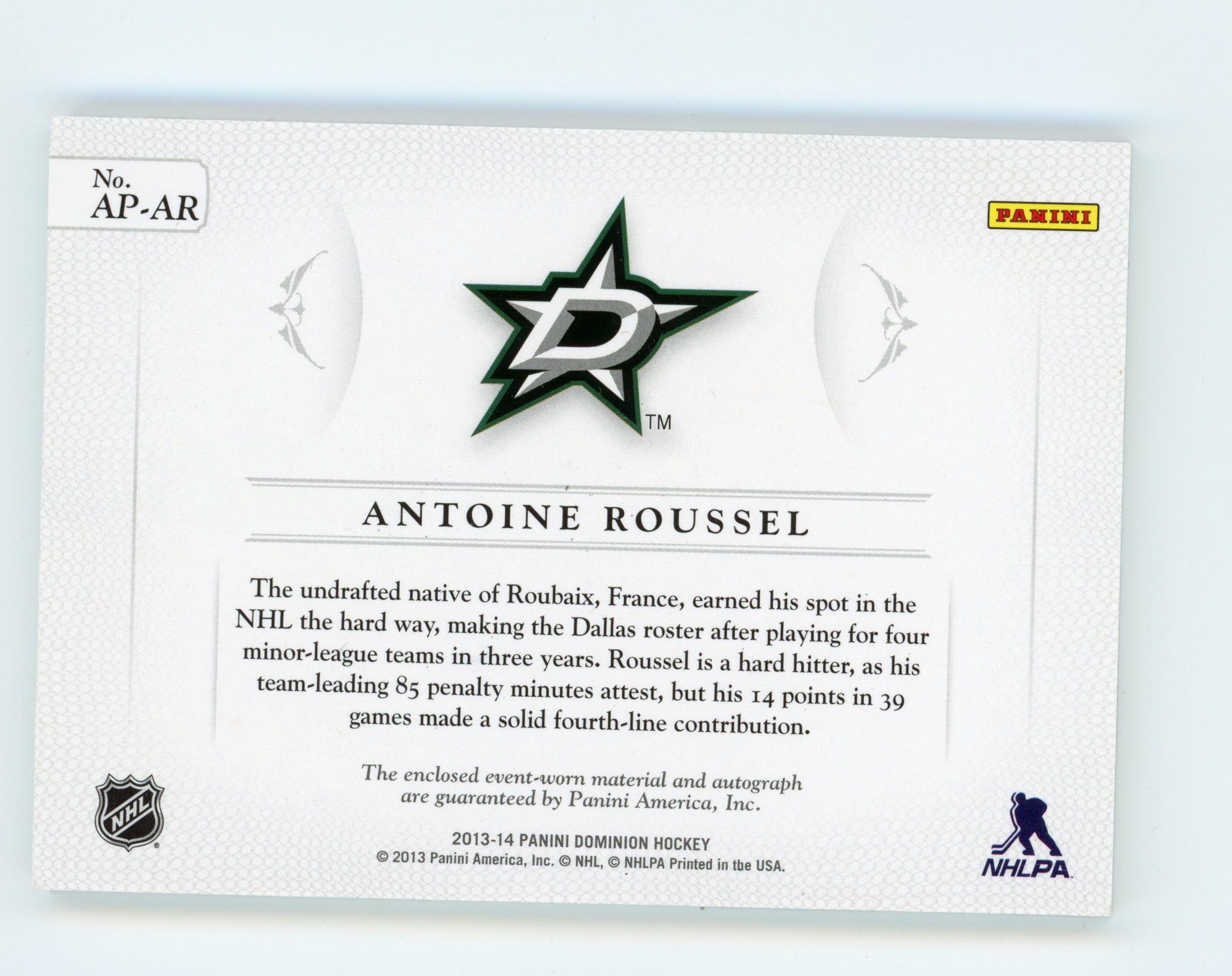 2013-2014 Antoine Roussel RPA Panini Dallas Stars #AP-AR