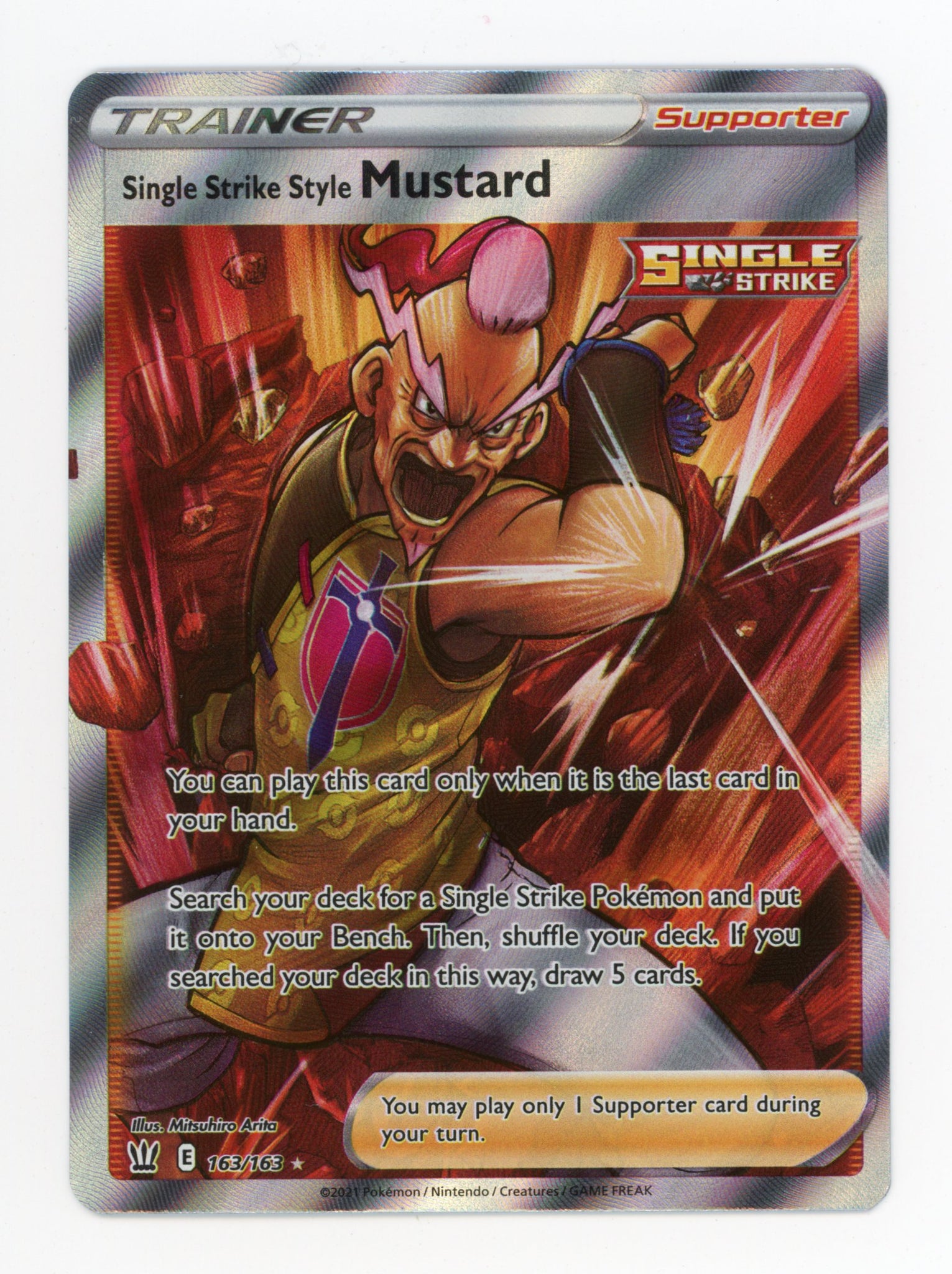 Single Strike Style Mustard 163/163 Pokemon 2021 Full Art Battle Styles