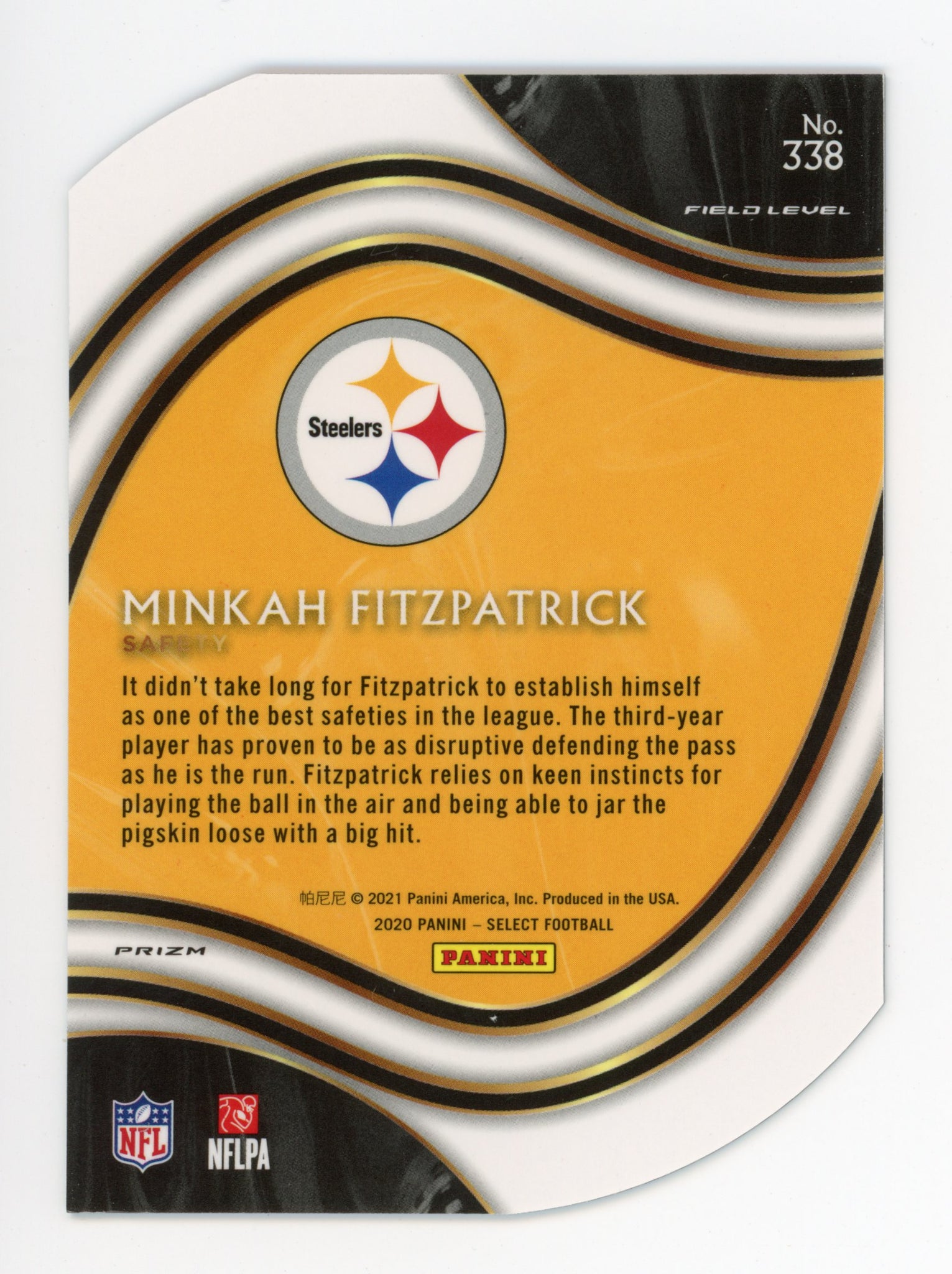 2020-2021 Minkah Fitzpatrick Tri Color Field Level Panini Select Pittsburgh Steelers # 338
