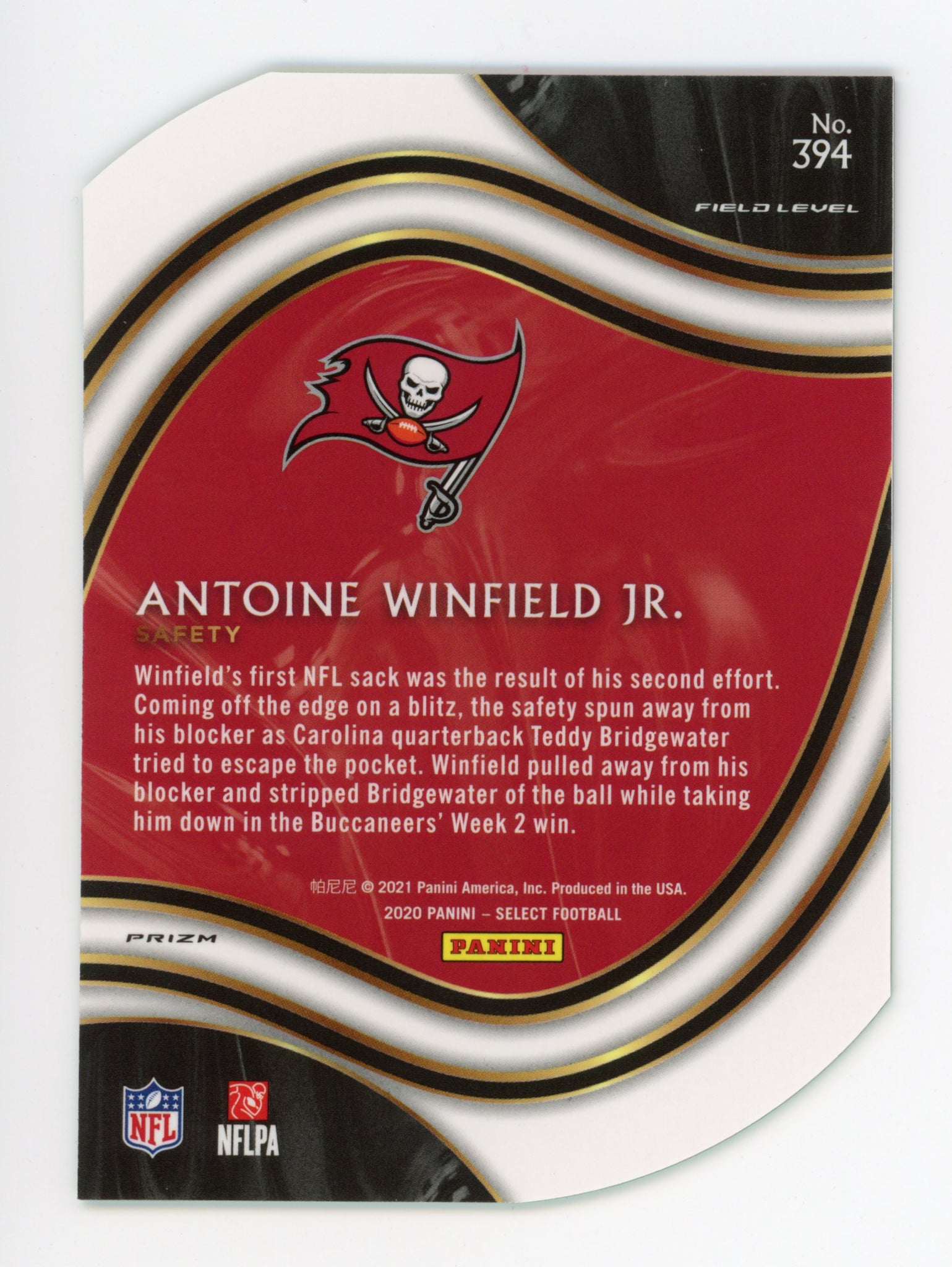 2020-2021 Antoine Winfield Jr Die Cut Field Level Tampa Bay Buccaneers # 394