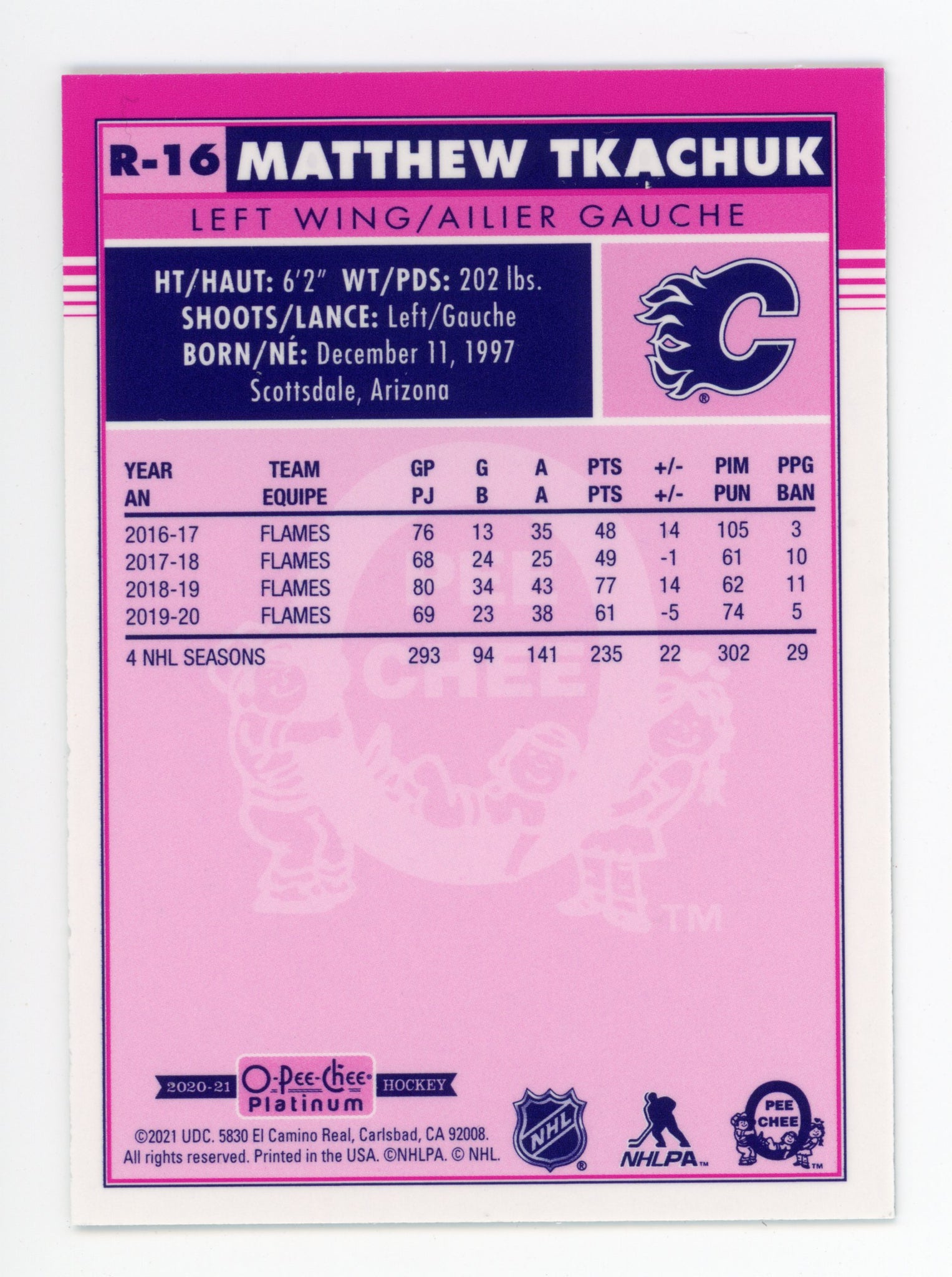 2020-2021 Matthew Tkachuk Retro OPC Platinum Calgary Flames # R-16