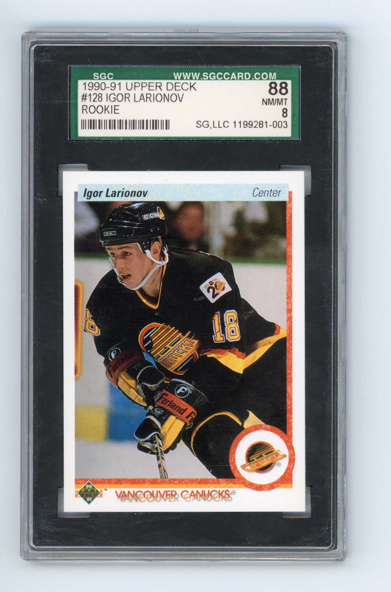 1990-1991 Igor Larionov SGC 8 Graded Upper Deck Vancouver Canucks # 128