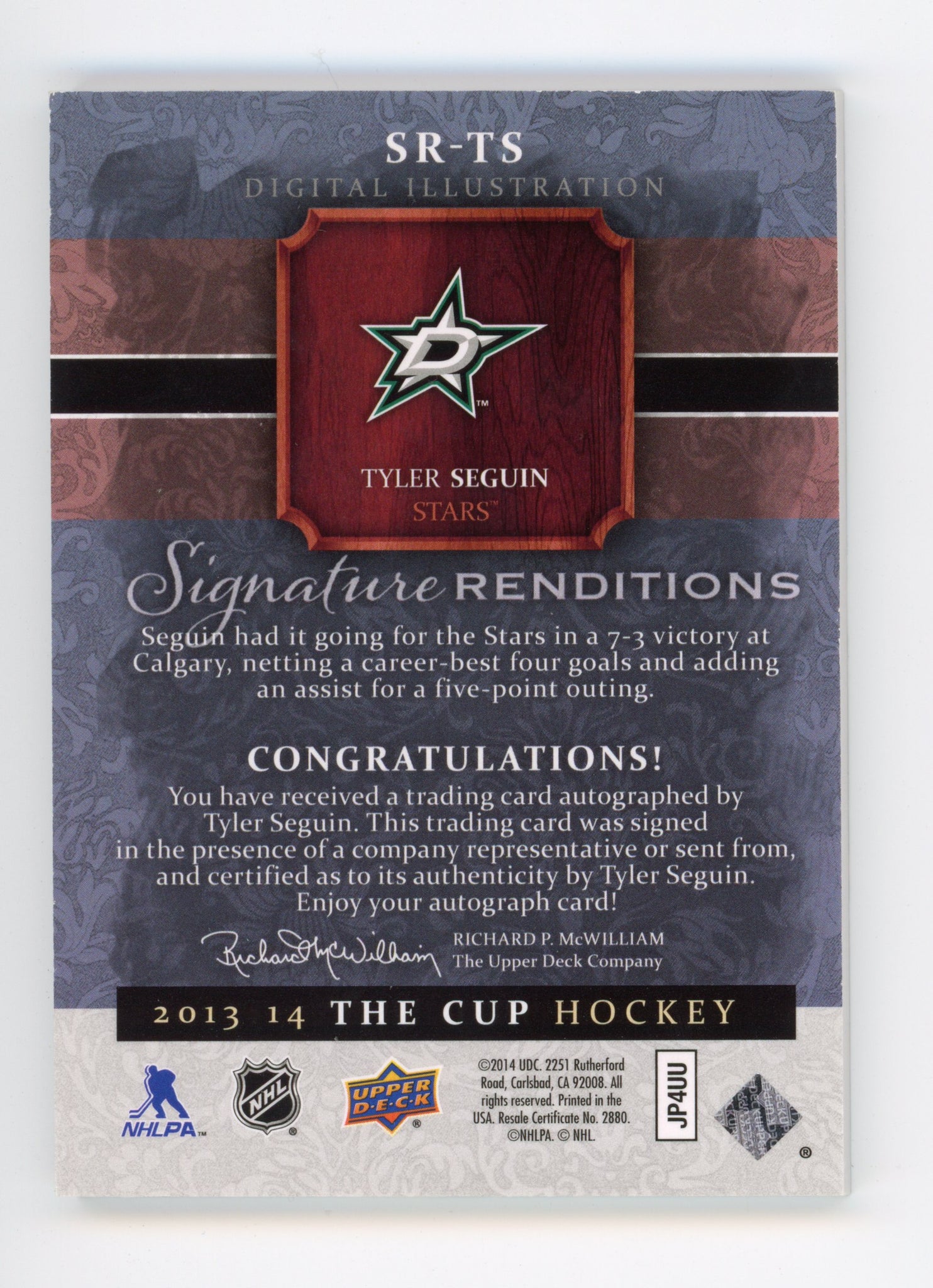 2013-2014 Tyler Seguin Signature Renditions #d /35 The Cup Dallas Stars # SR-TS