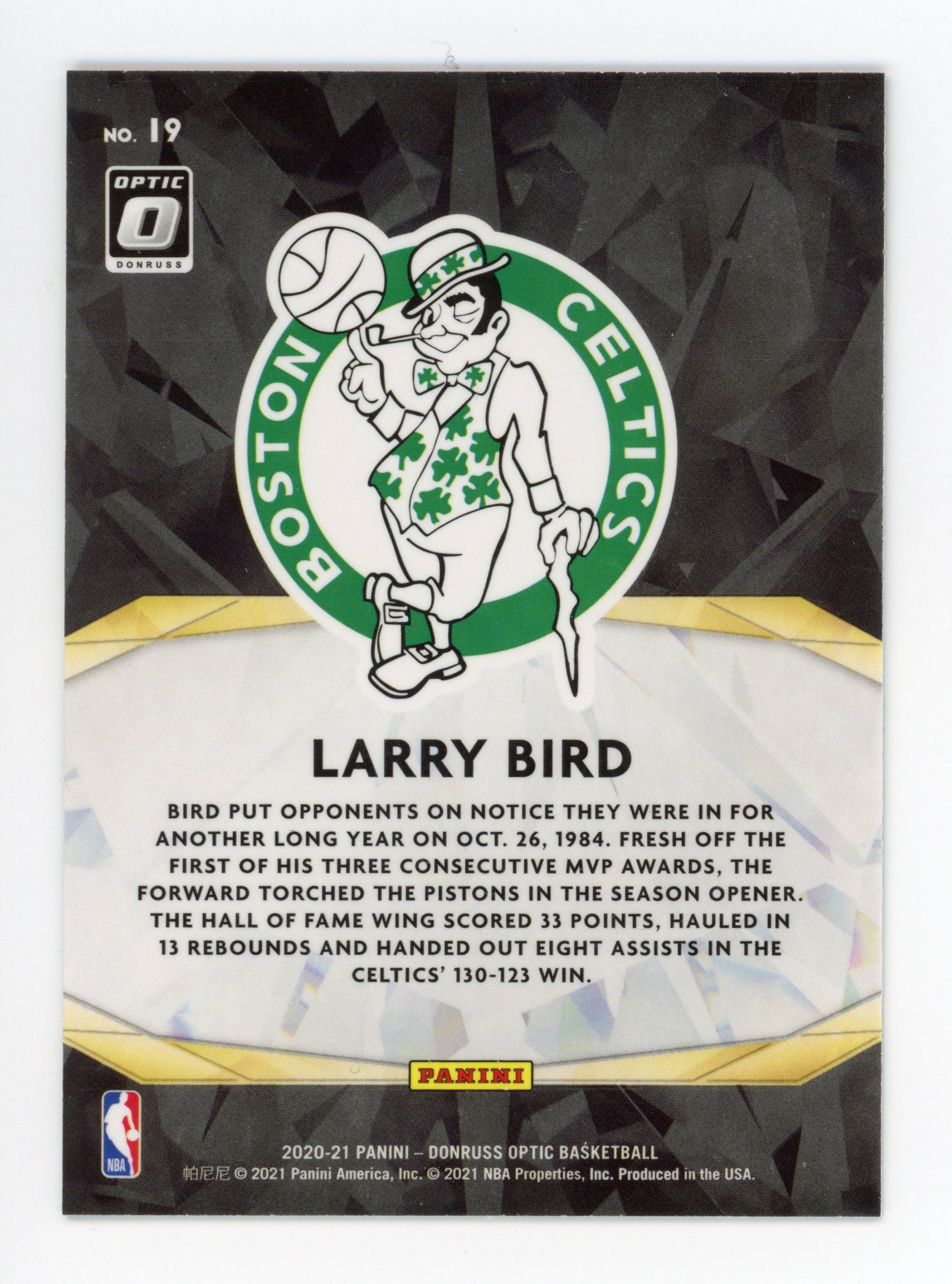 2020-2021 Larry Bird Winner Stays Panini Boston Celtics # 19