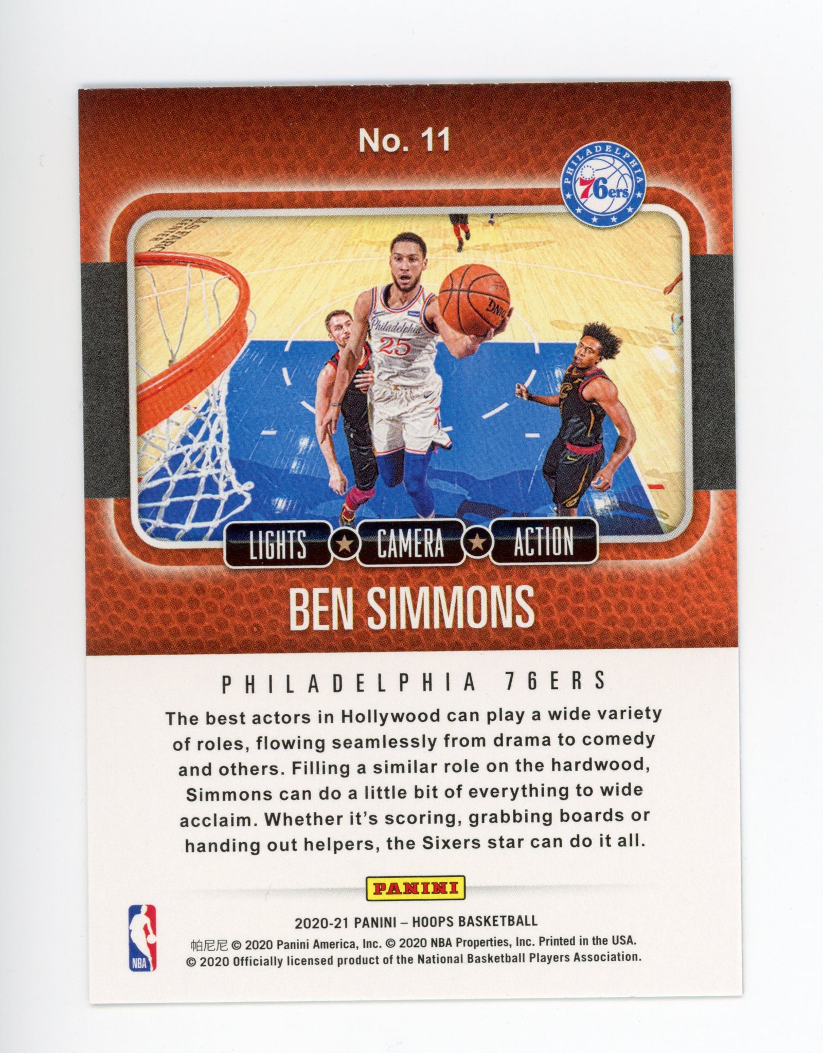 2020-2021 Ben Simmons Lights, Camera, Action Panini Philadelphia 76ers # 11