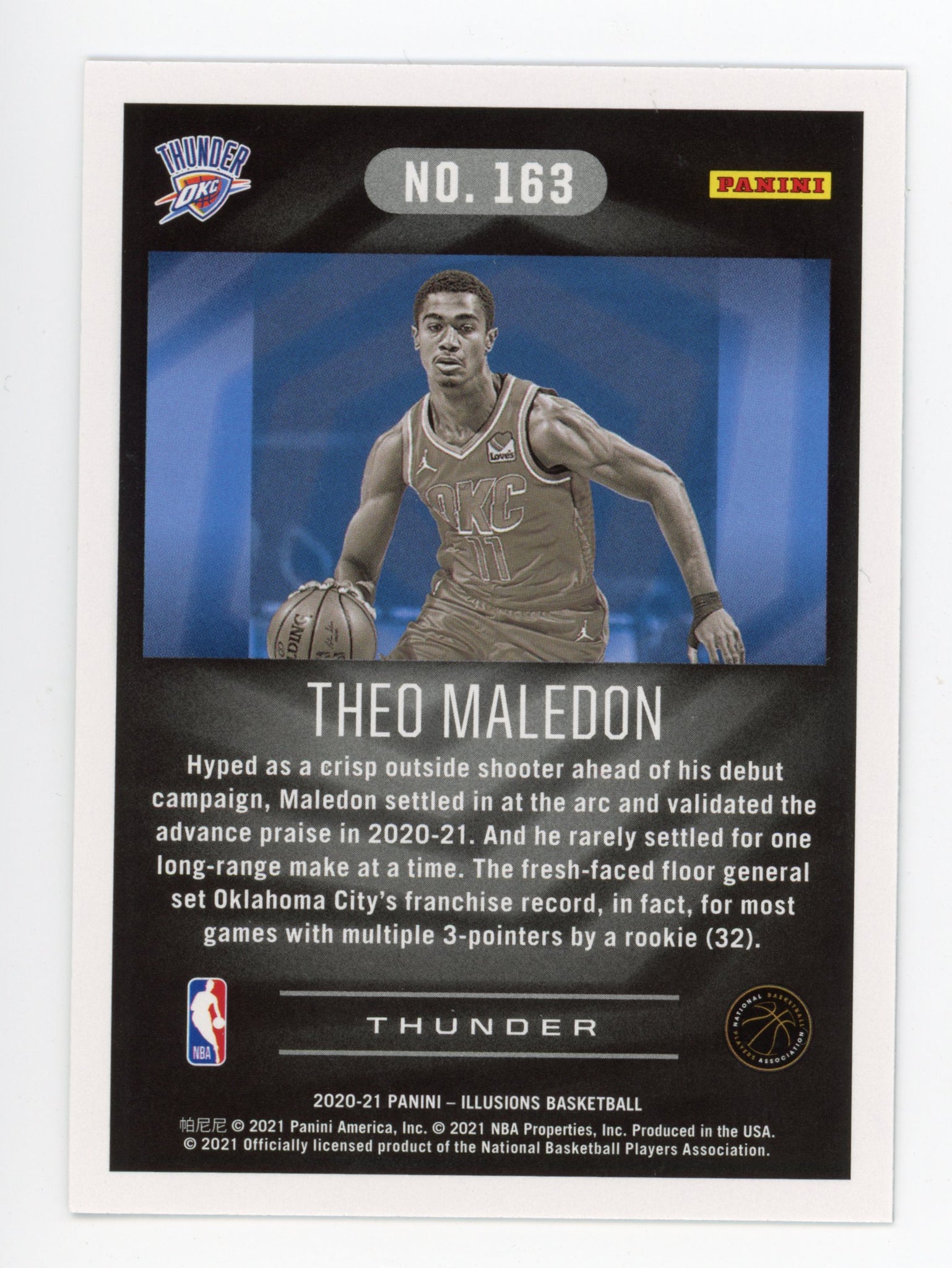 2020-2021 Theo Maledon Rookie Illusions Panini Oklahoma City Thunder # 163