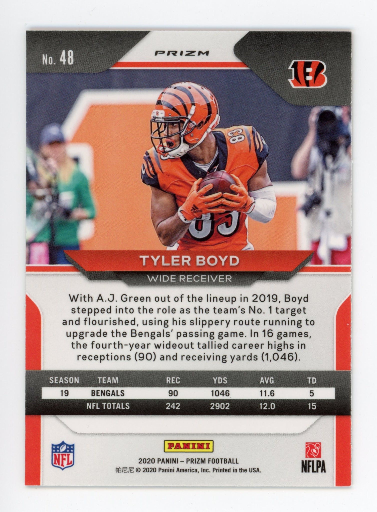 2020 Tyler Boyd Lazer Prizm Panini Cincinnati Bengals # 48